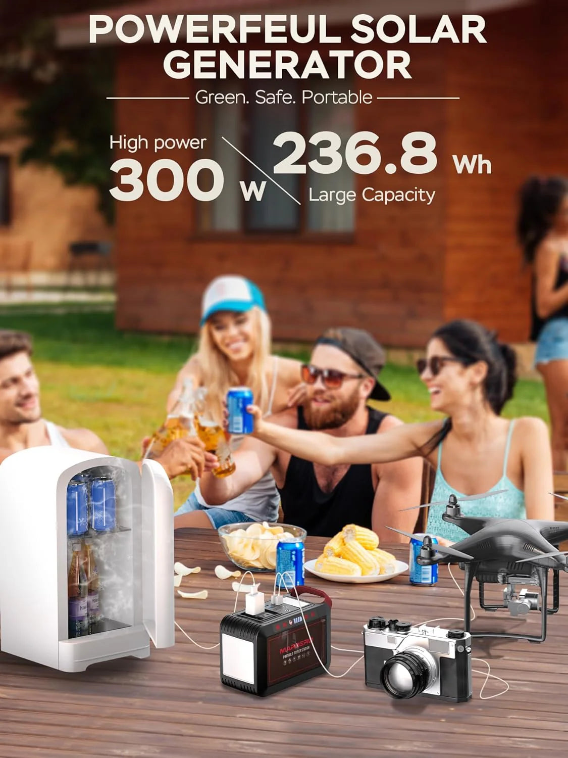 Portable Power Station 88Wh Camping Lithium Battery Solar Generator Fast Charging with AC Outlet 120W Peak Power Bank