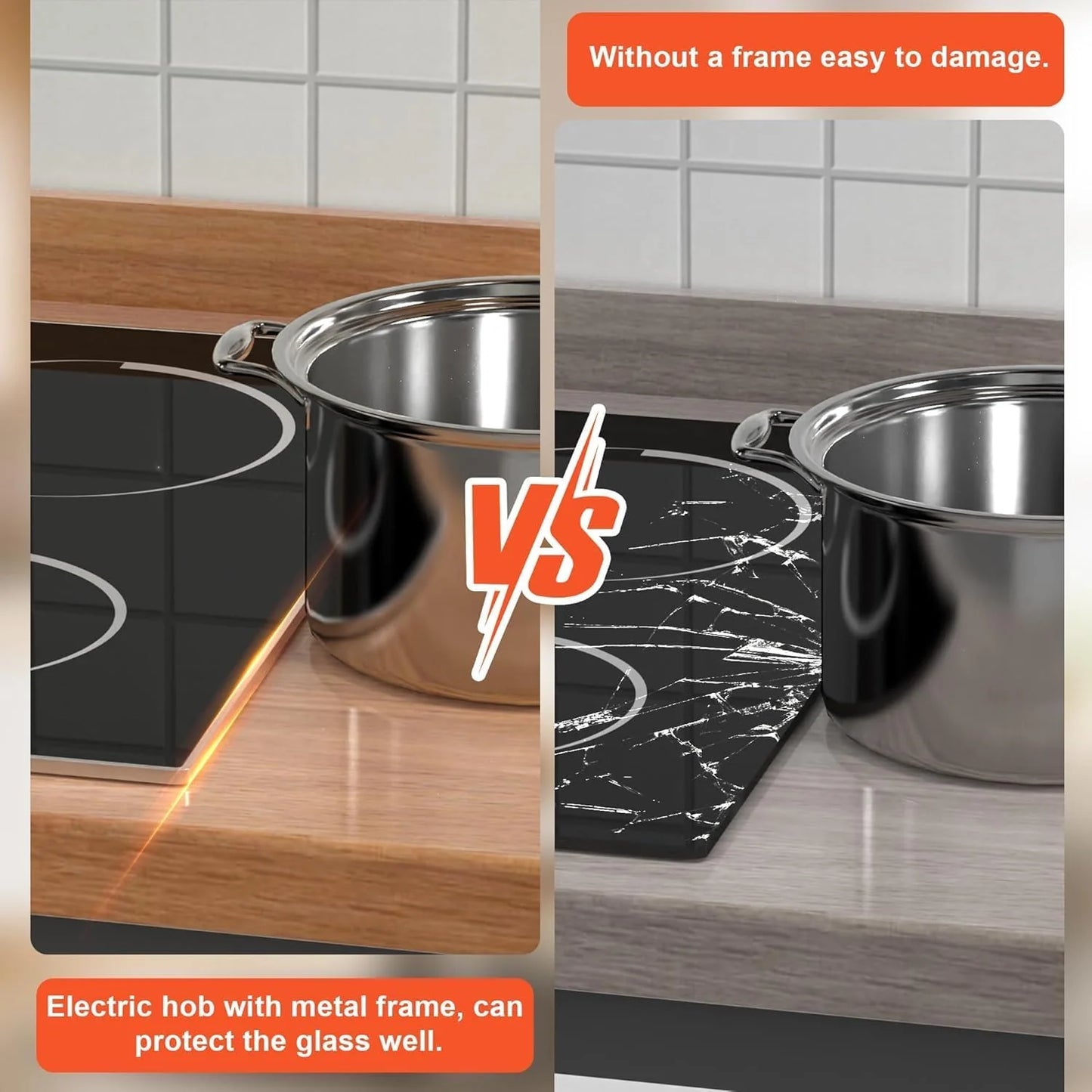 Electric Cooktop 30 Inch - 5 Burners Built-in Ceramic Cooktop, 30" Electric Stove Top with Glass Protection Metal Frame, 9 Heating Level, 8400W, 220-240V for Hard Wire(No Plug)