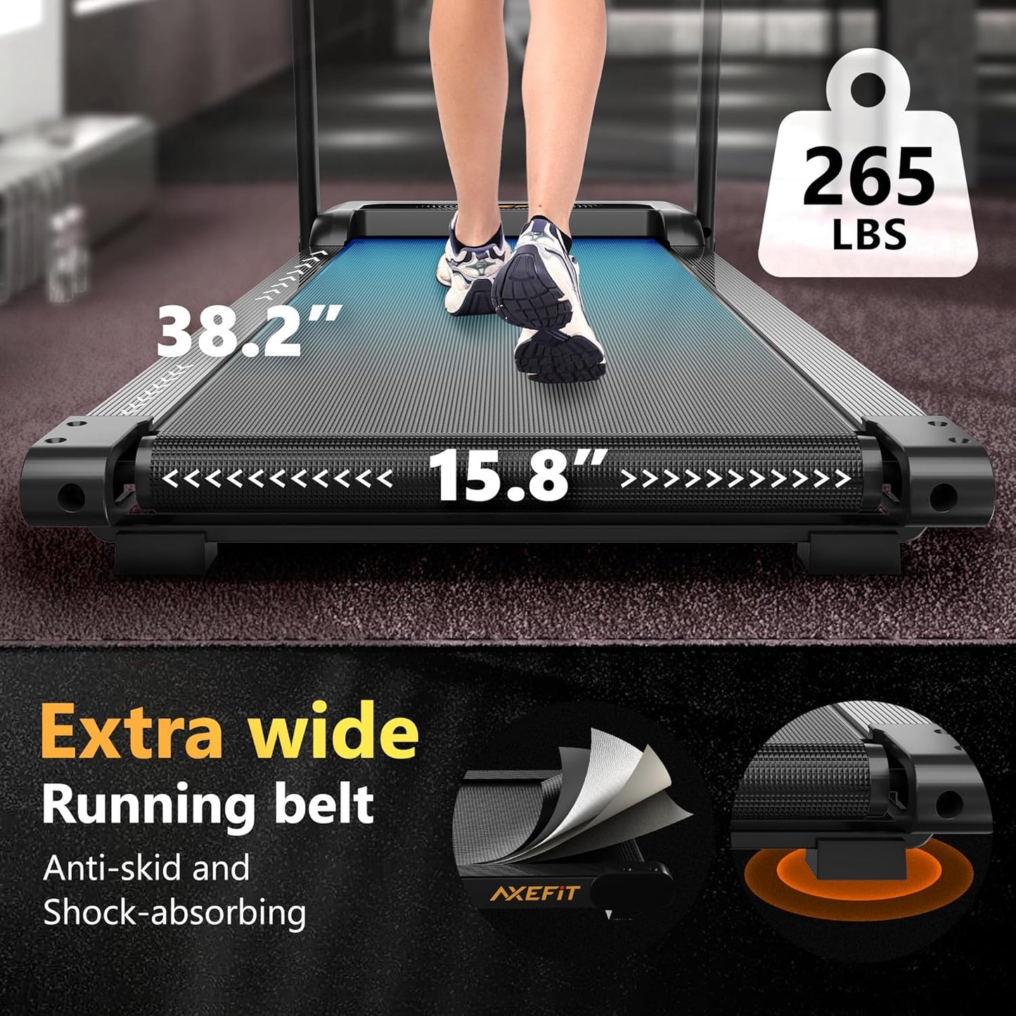 2.5 HP Portable Treadmill with Inclined Walking Pad, Panel and Remote, 4-in-1 Walking Treadmill, 265 lb Capacity