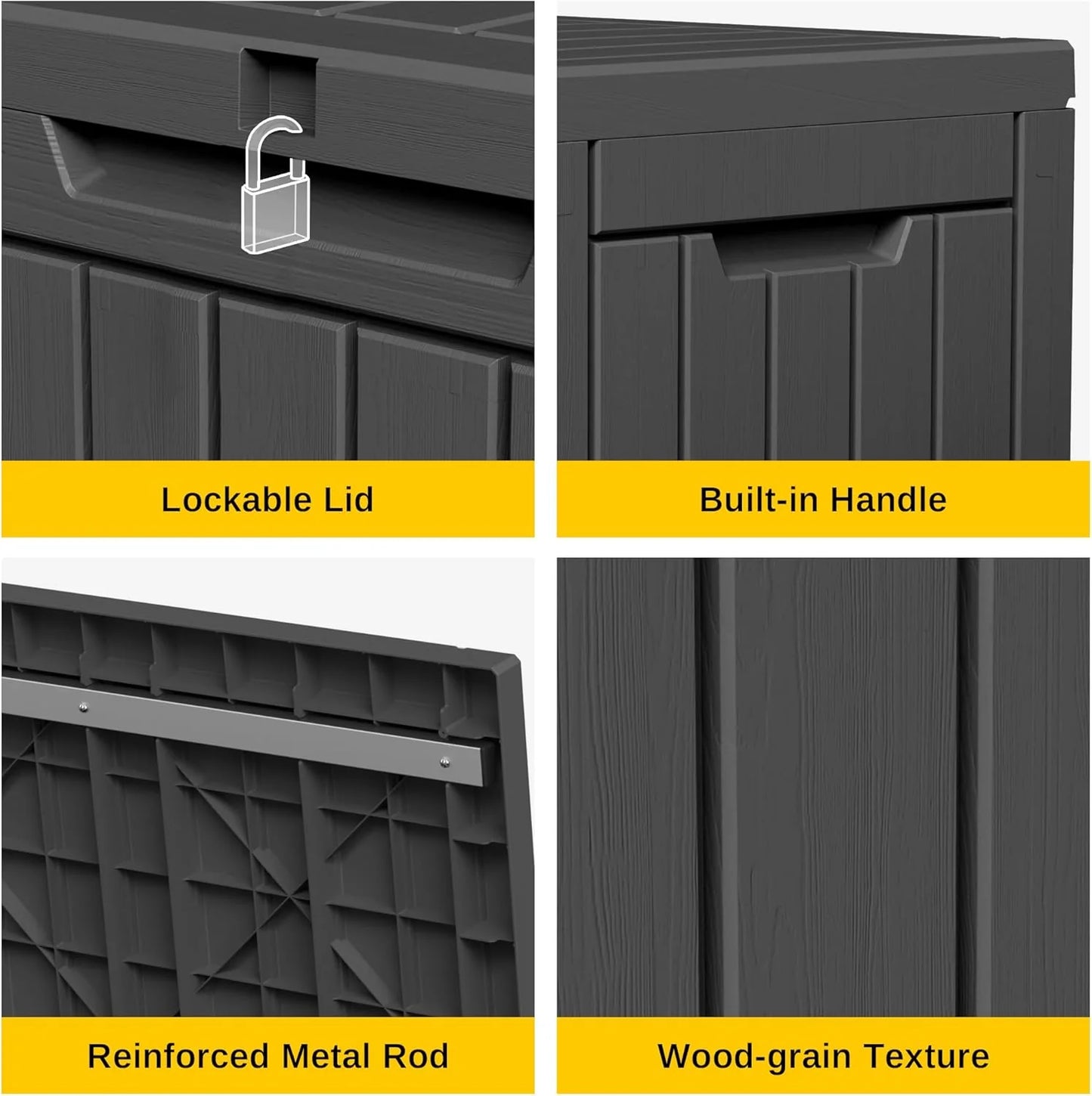 EAST OAK Outdoor Storage Box, 60 Gallon Deck Box Indoor and Outdoor Use, Waterproof Resin Storage Bin