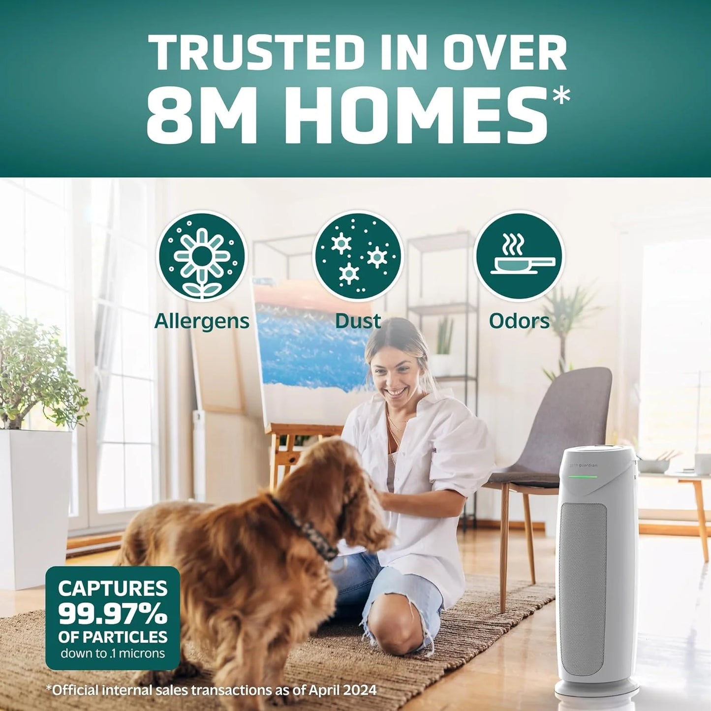 Home air purifier with HEPA pure filter