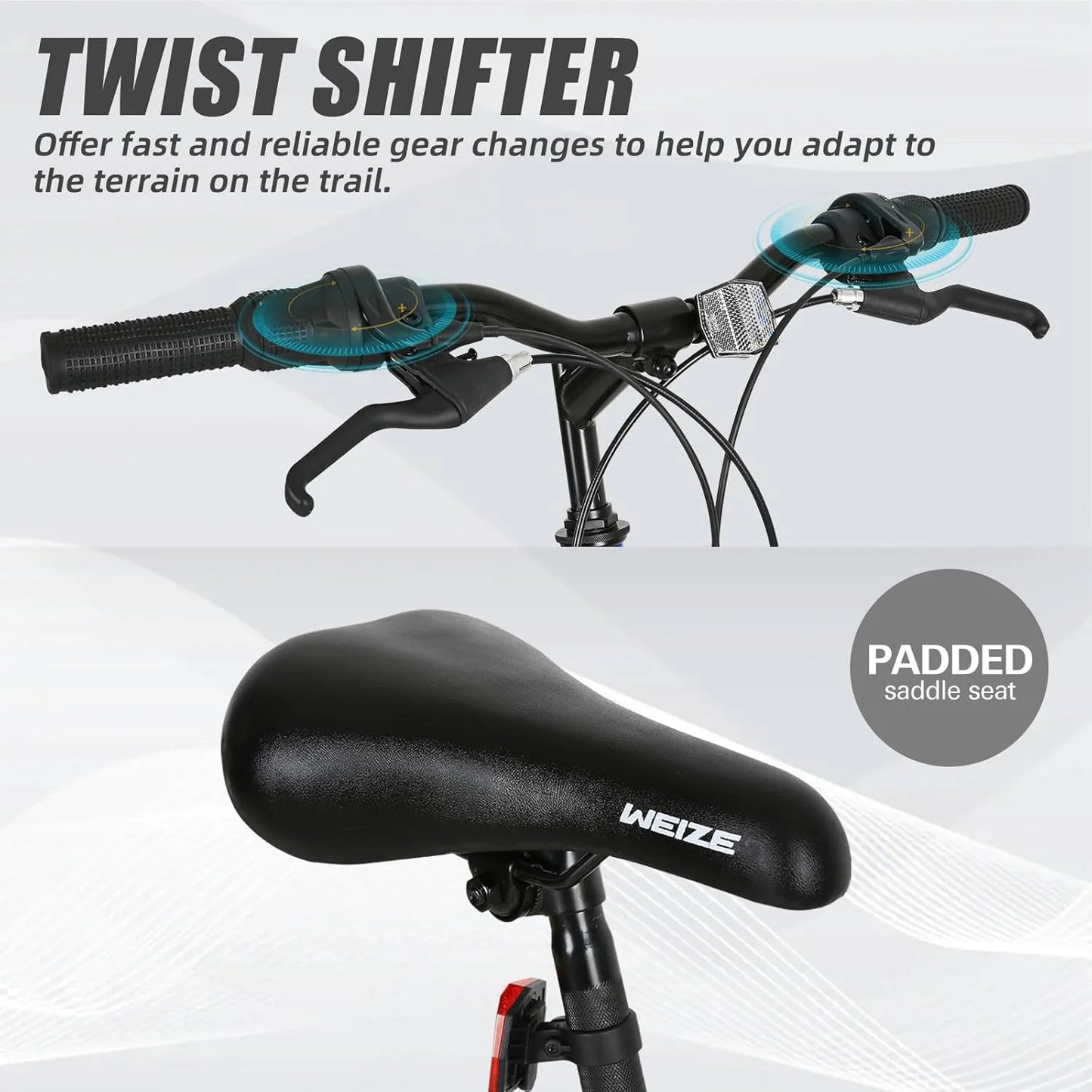 WEIZE Mountain Bike, 26 27.5 inch Outdoor Hybrid Bikes,18-Speed/High-Carbon Steel/Dual Full Suspension, Adjustable Ergonomic Seat for Men Women Adult, MTB Bicycle with Suspension Fork,Sleek Colors