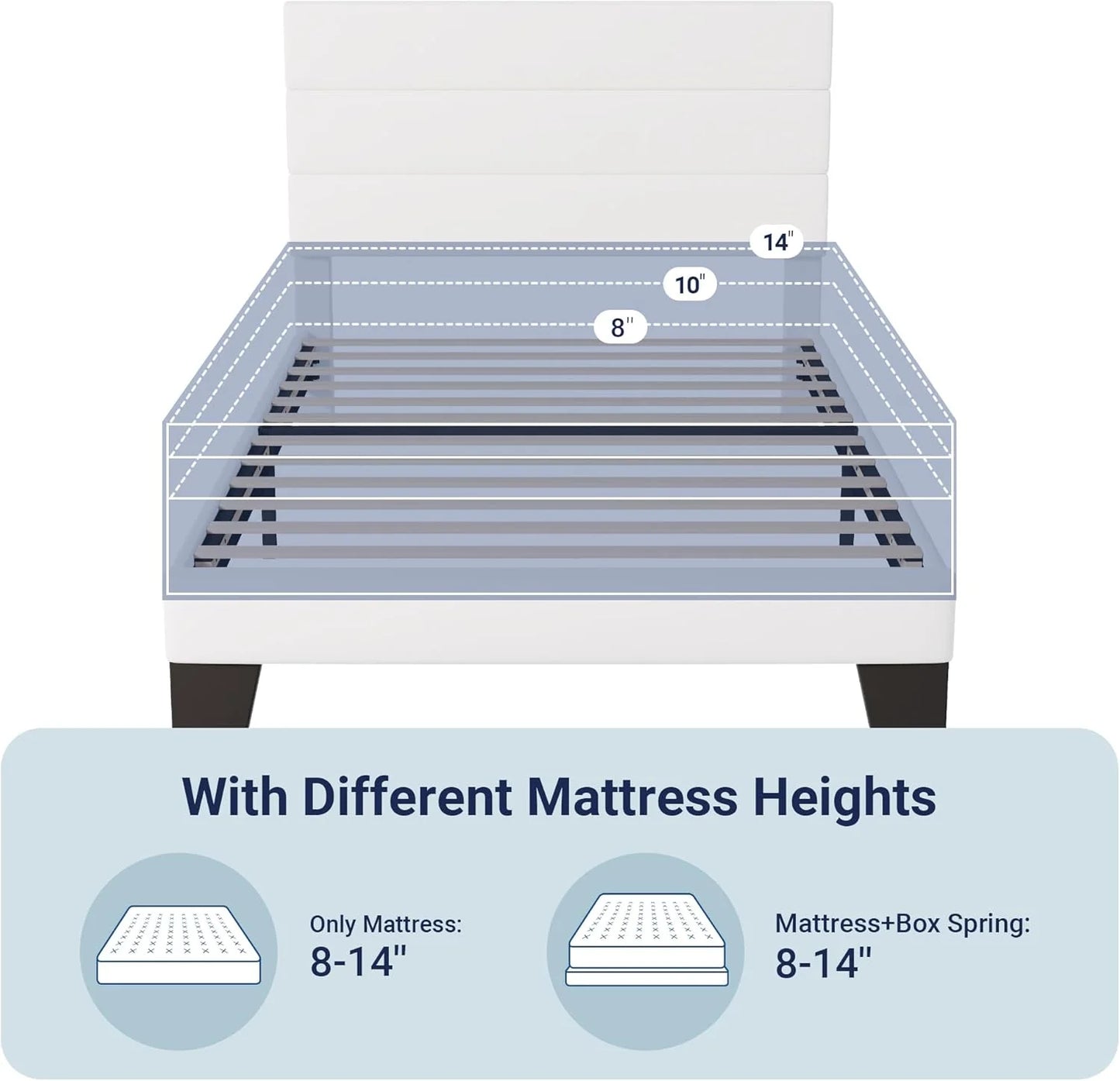 Allewie Queen Size Platform Bed Frame with Fabric Upholstered Headboard and Wooden Slats Support, Fully Upholstered Mattress Foundation/No Box Spring Needed