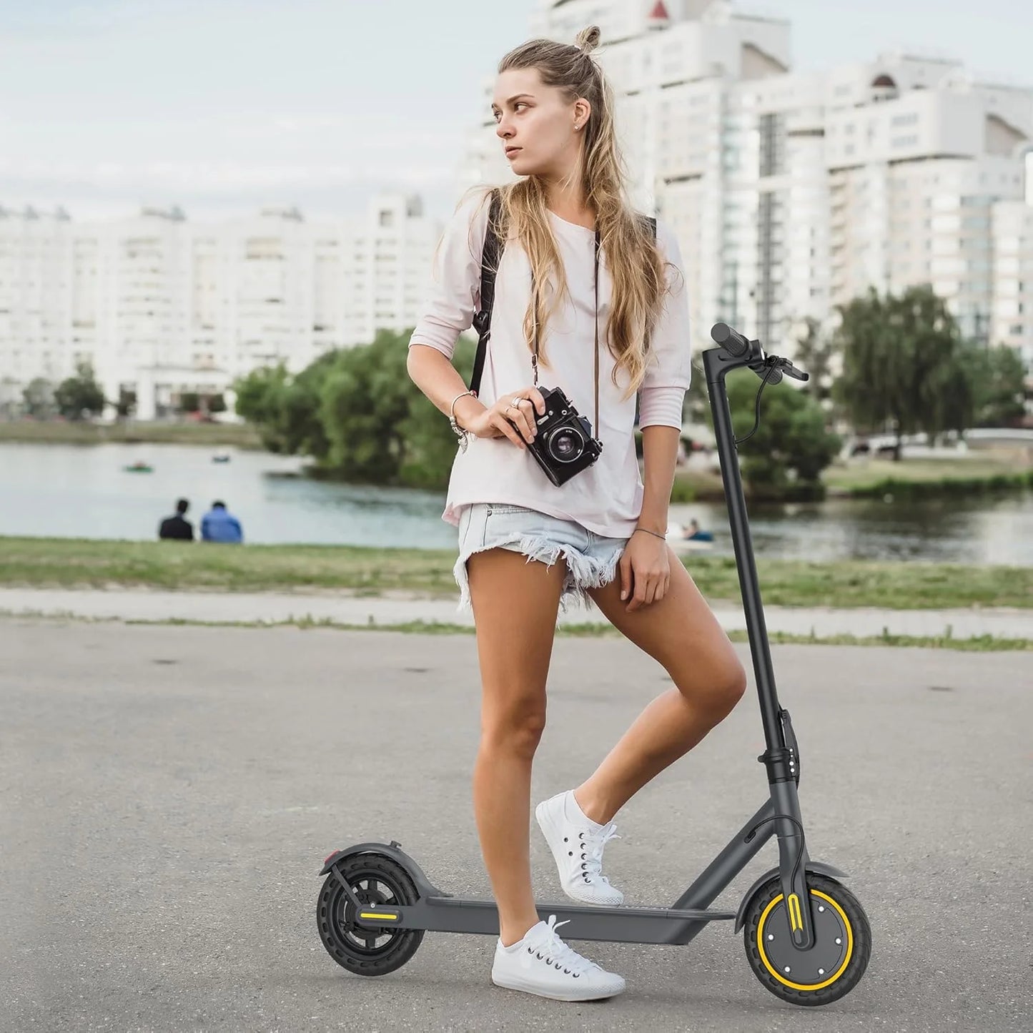 Electric Scooter, 350W/500W Motor, Top Speed 19/22 mph, Max 16/23/28Miles Ranges, Foldable E Scooter for Adults