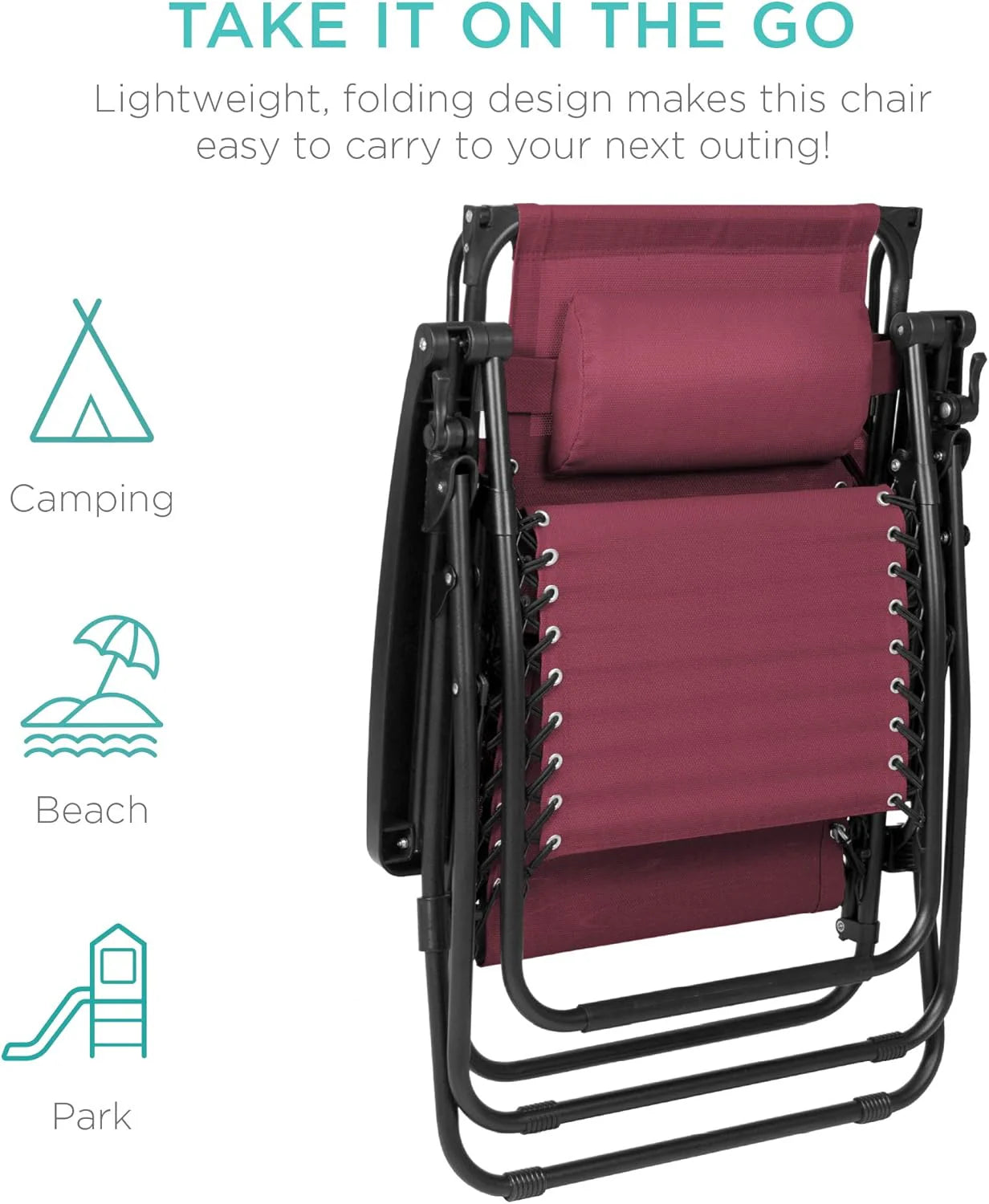 Best Choice Products Folding Zero Gravity Outdoor Recliner Patio Lounge Chair w/Adjustable Canopy Shade, Headrest, Side Accessory Tray, Textilene Mesh - Peacock Blue