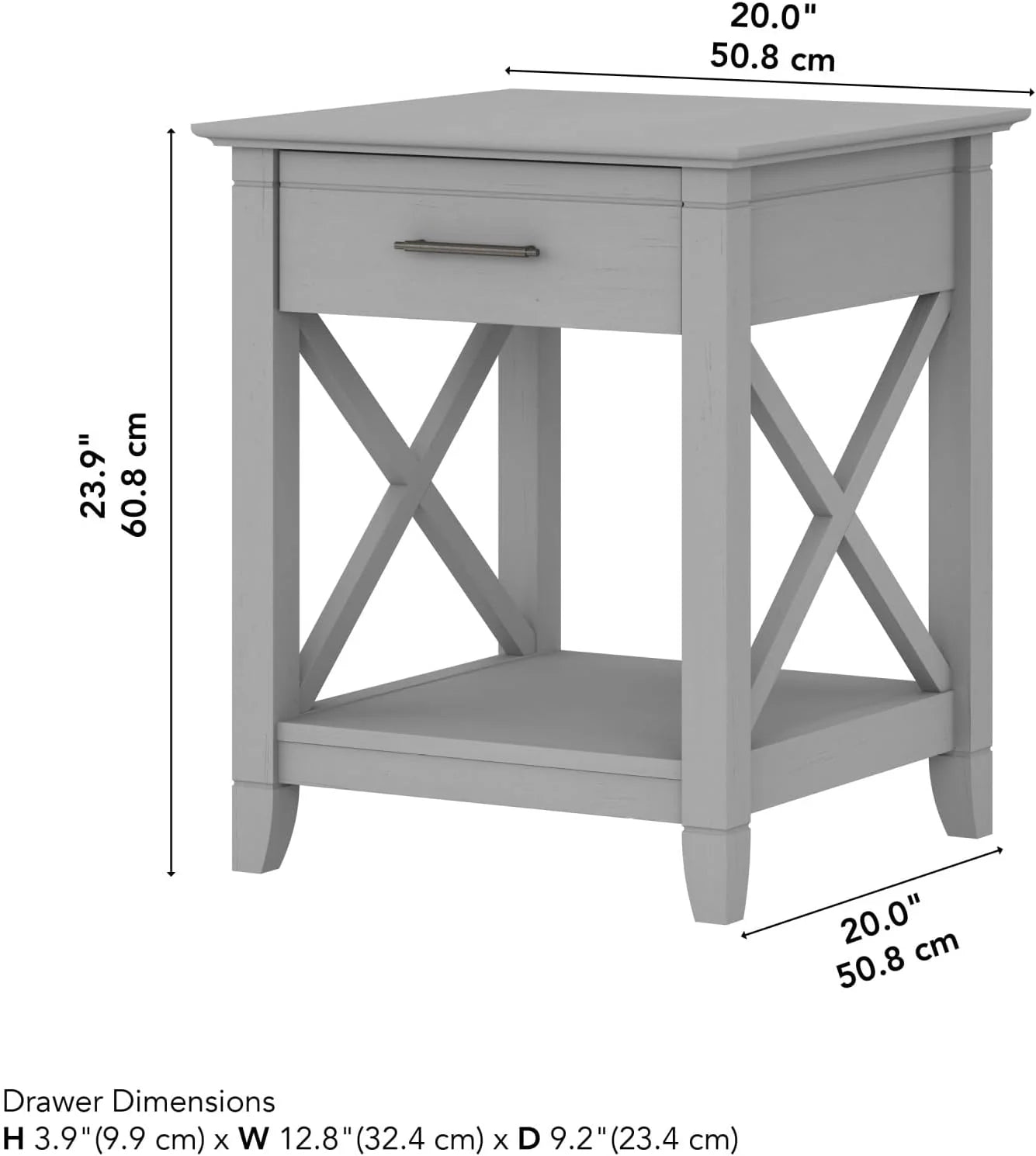 Key West Small End Table with Storage Modern Farmhouse Accent Shelf