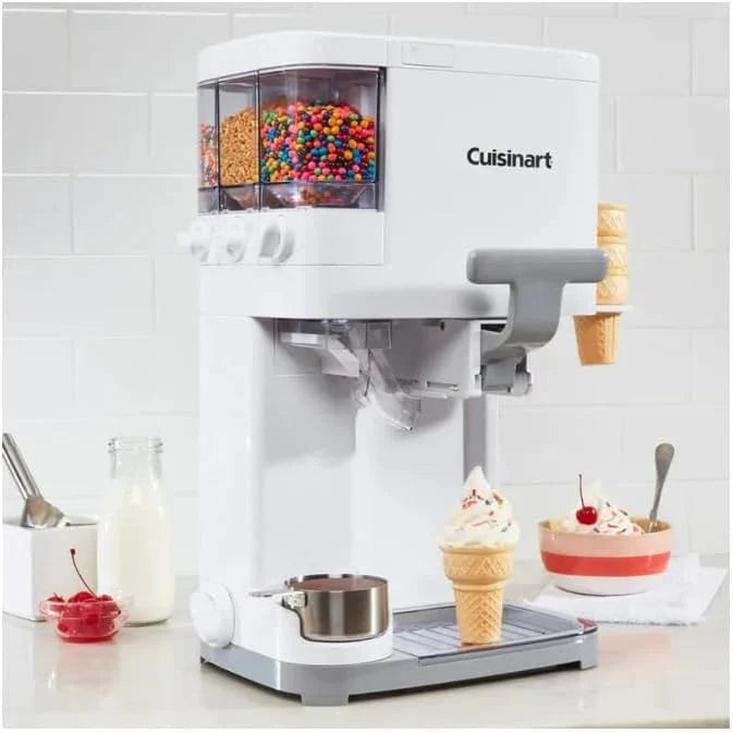 Cuisinart Soft Serve Ice Cream Machine- Mix It In Ice Cream Maker for Frozen Yogurt, Sorbet, Gelato, Drinks 1.5 Quart, White, ICE-48