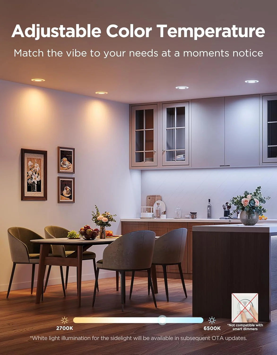 Smart Recessed Lighting 6" Dimmable 1100LM Canless Downlight with Junction Box