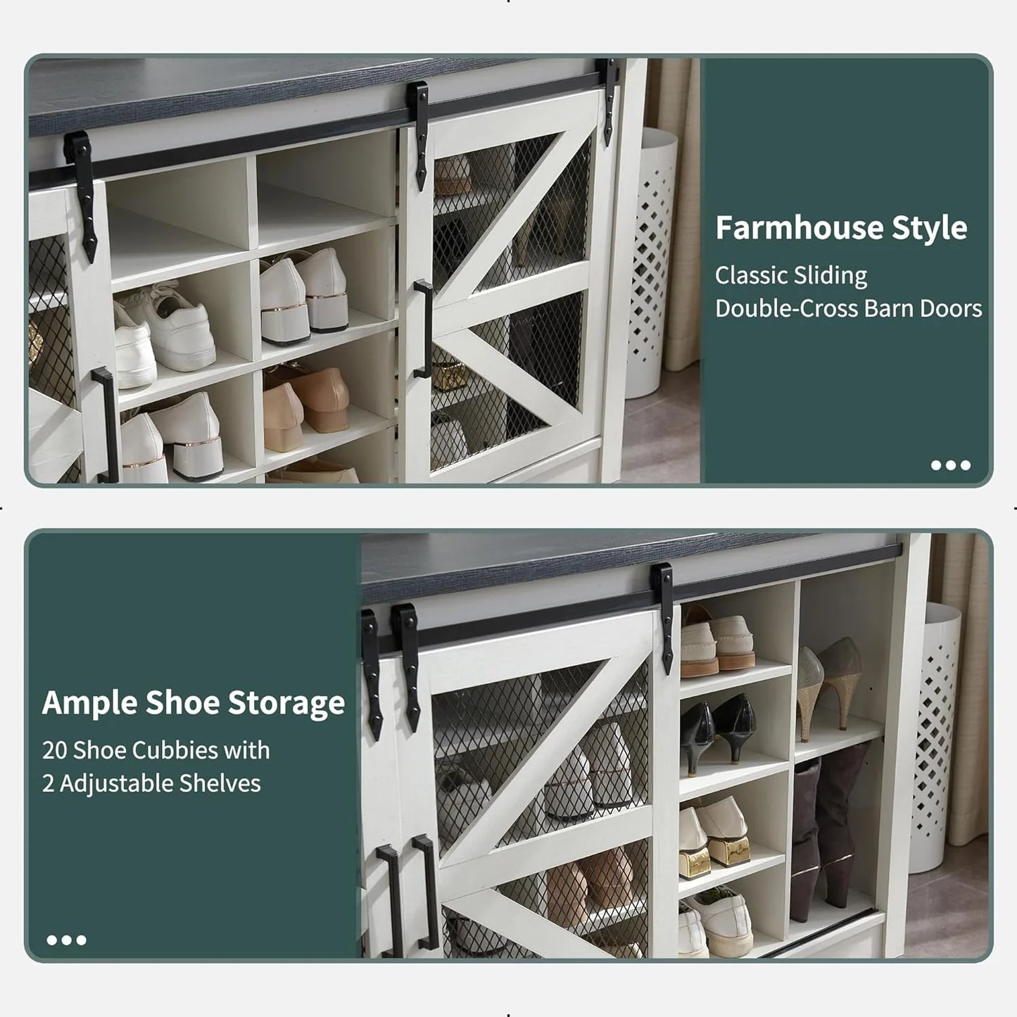 JXQTLINGMU 59-inch Farmhouse Foyer Tree with Shoe Storage, Entryway Bench Foyer Coat Rack Cabinet