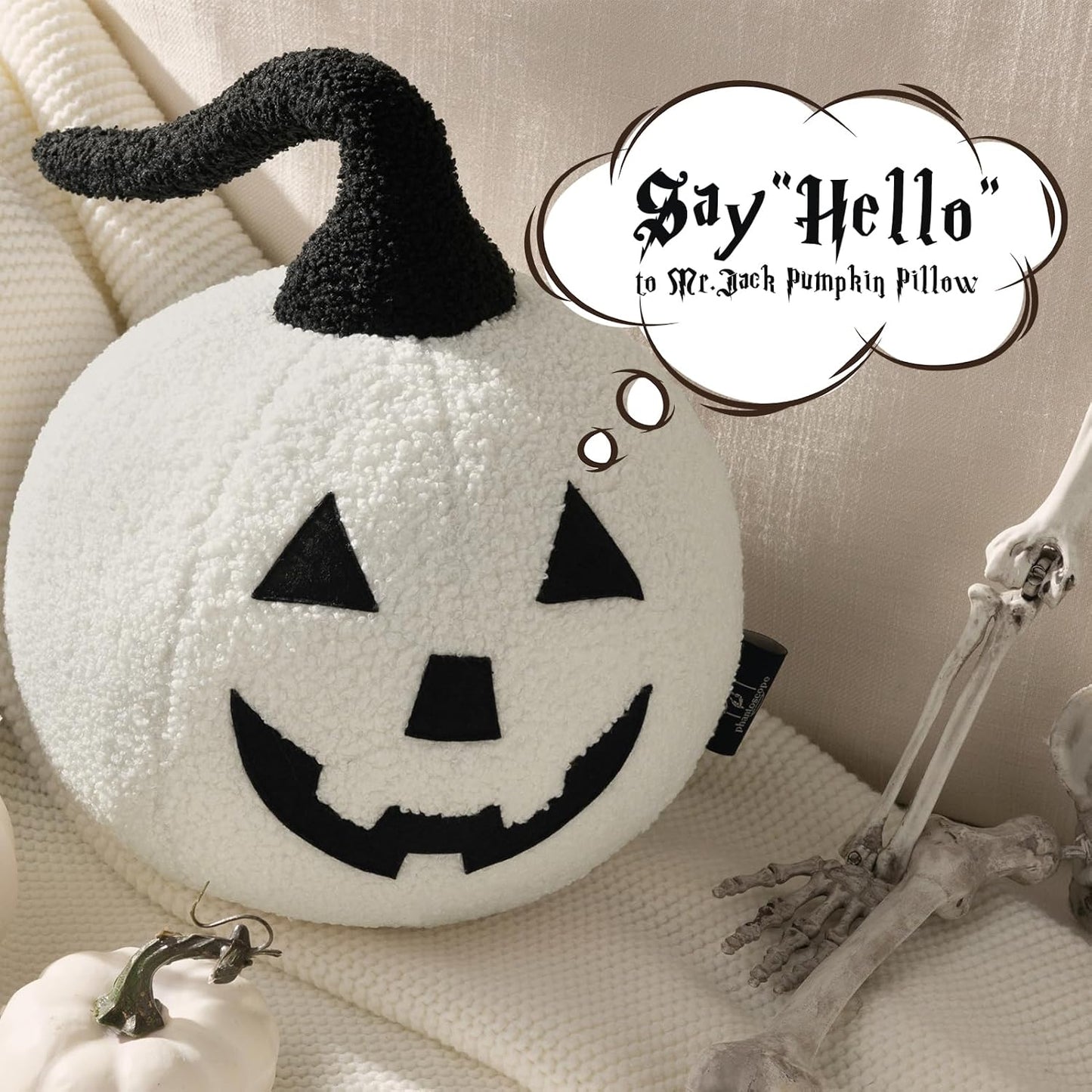 Happy Halloween Pumpkin Shaped Throw Pillow