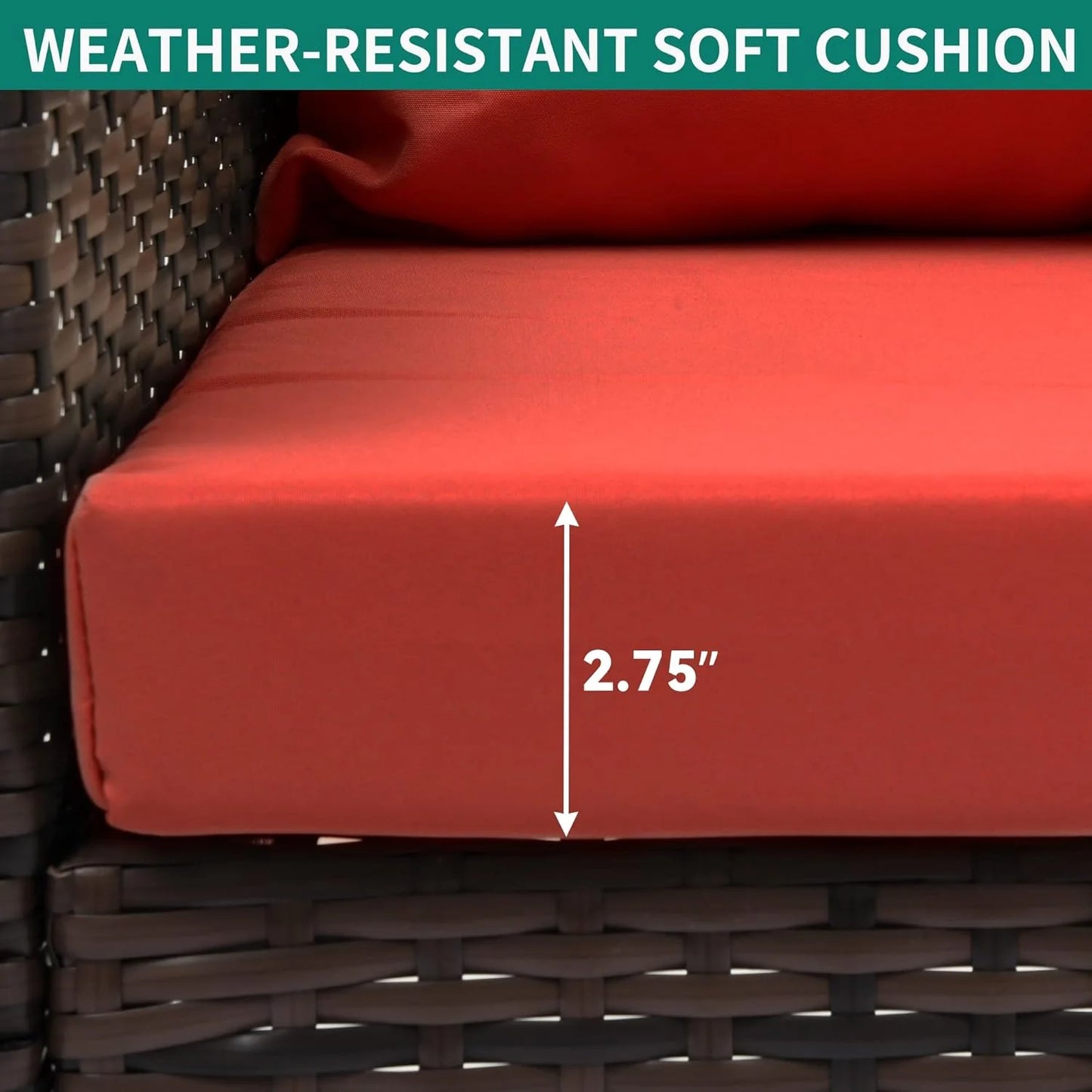 YITAHOME Hanging Porch Swing Chair Sits 3 People, Wicker Outdoor Swing Bench, Patio Lounge Chair, 1 Seating Cushion and 3 Back Cushions, w/Removable Covers, for Garden, Balcony, Backyard, Brown