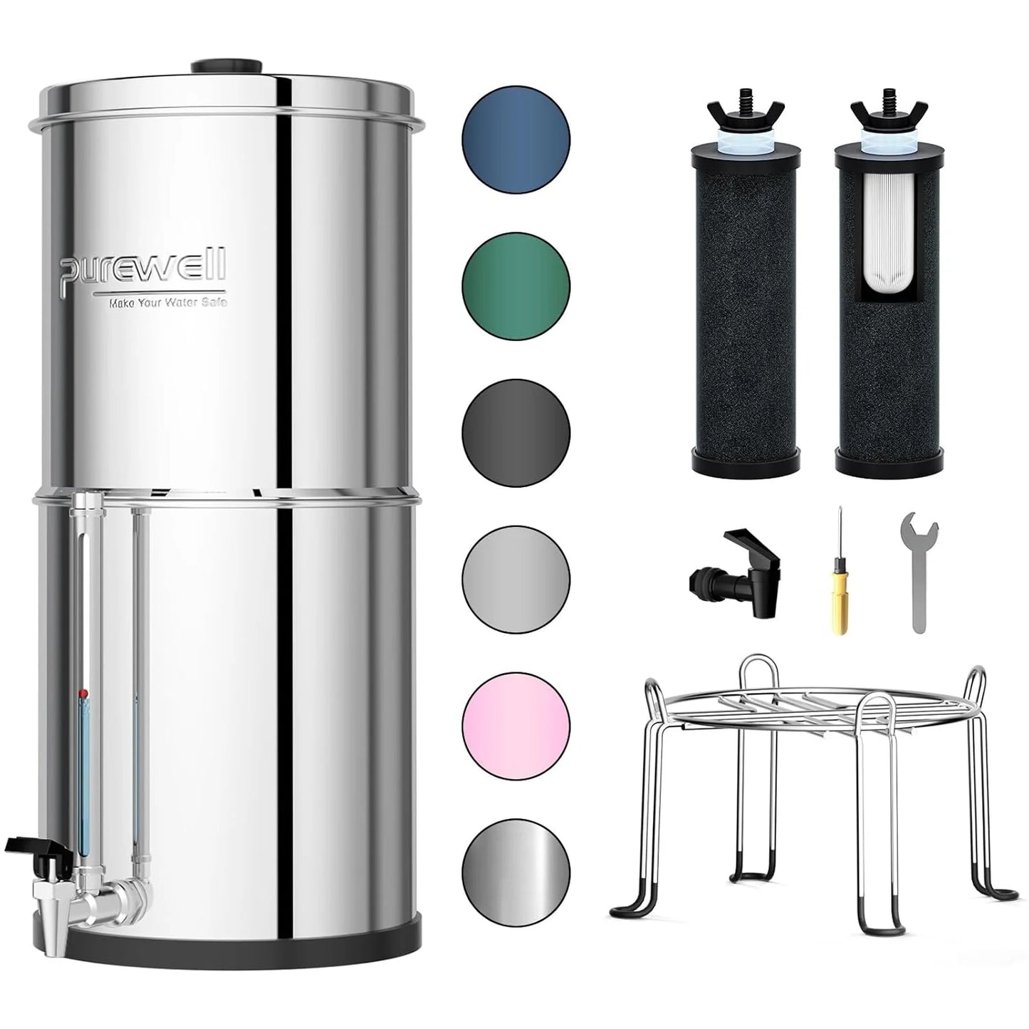 Purewell three-stage 0.01μm ultrafiltration gravity water filtration system 304