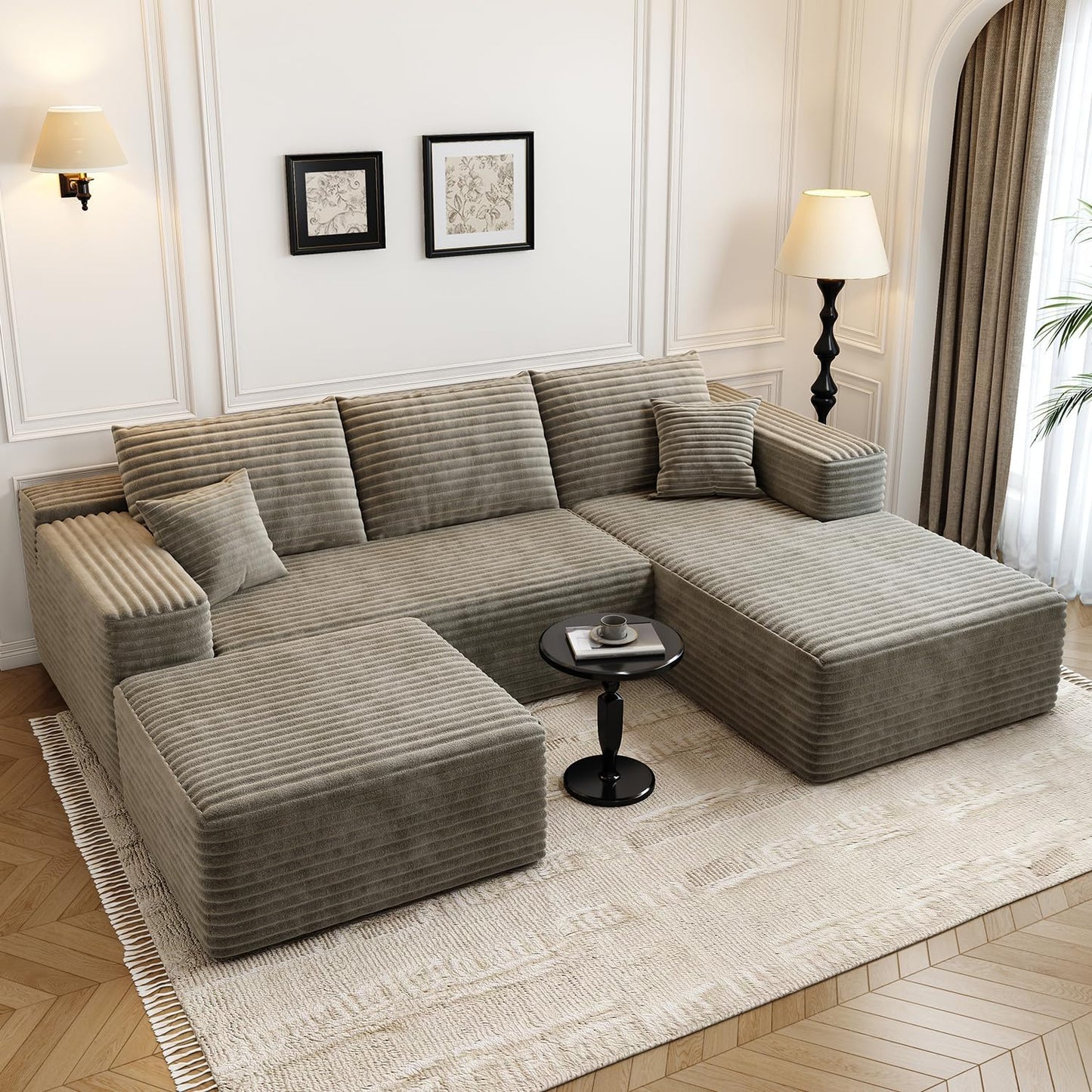 107.5" Cloud Modular Sectional Sofa Couch with L-Shape Chaise,Modern Minimalist Upholstered Couches