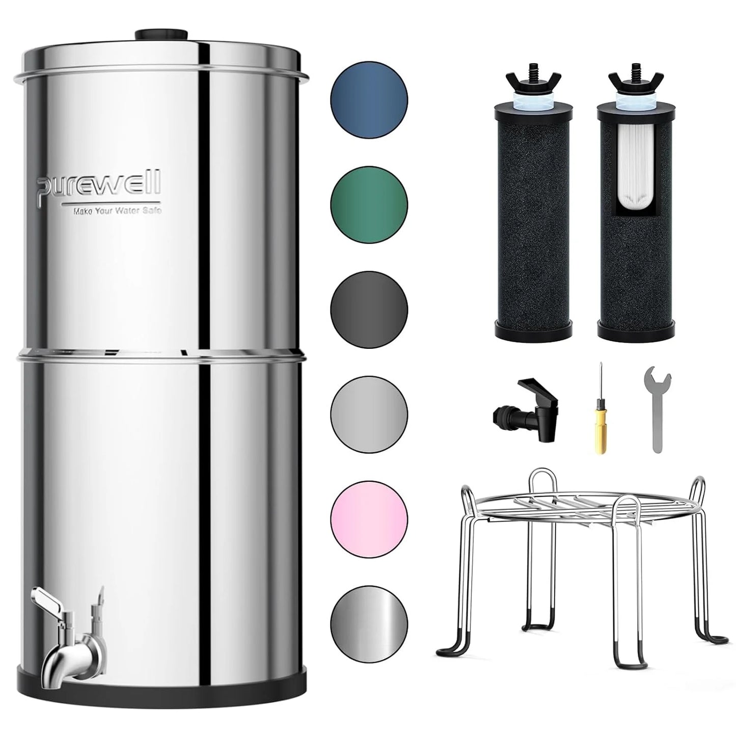 Purewell three-stage 0.01μm ultrafiltration gravity water filtration system 304