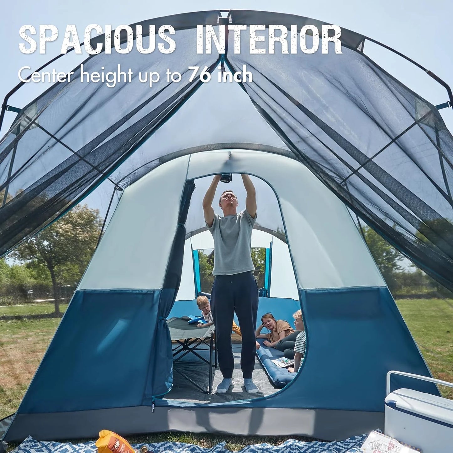 PORTAL 6/8/10 Person Family Camping Tent with Screen Room, Water Resistant Big Tunnel Tent with Rainfly, Large Family Tent for Outdoor Camping, Party