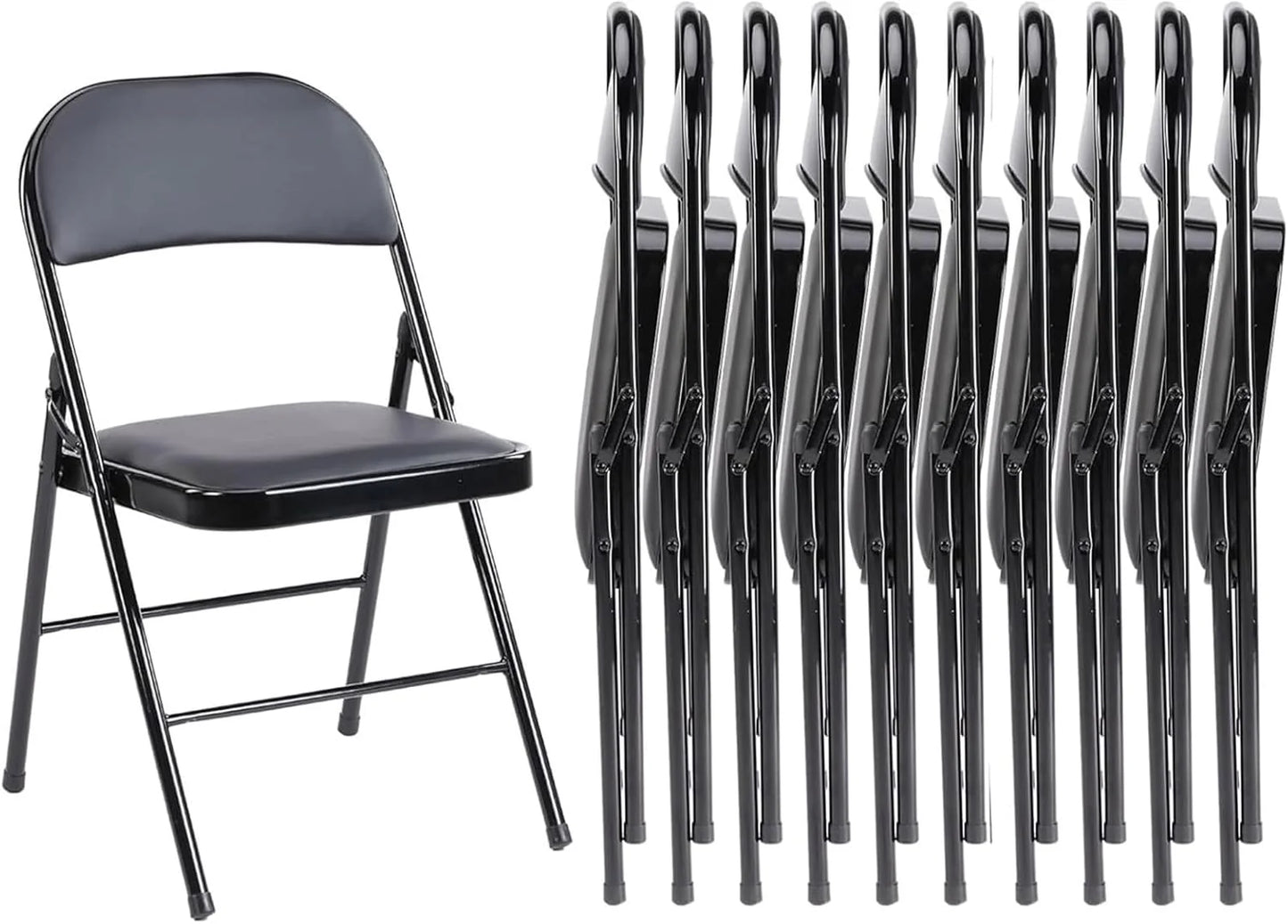 Sweetcrispy Folding Chair 12 Pack, Leather Padded Folding Chairs, Sturdy Metal Foldable Chairs