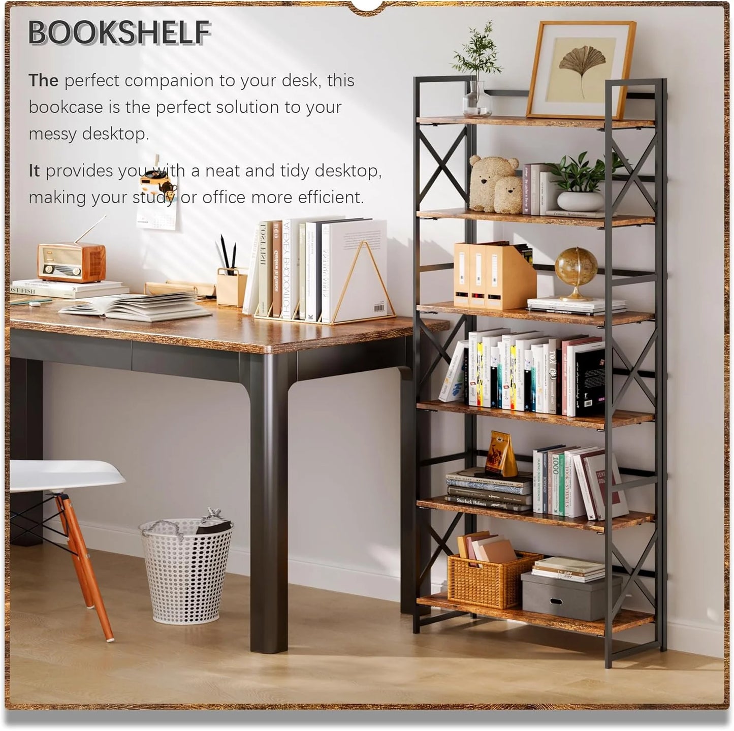 5 Tiers No Assembly Book Shelves 51.2" H Folding Bookshelf Bookcase