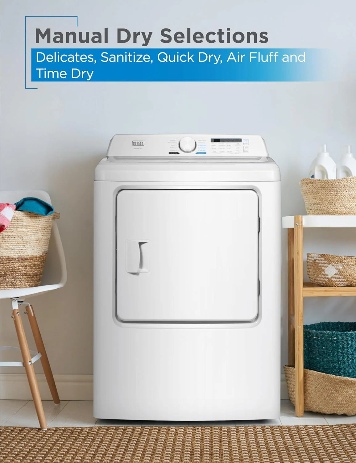 Compact Clothes Dryer, 1.5 Cu. Ft. 850W Electric Dryer, 120V Vented Portable Dryer with Stainless Steel Drum, for 5.5 lbs. of clothing for Standard Wall Outlet