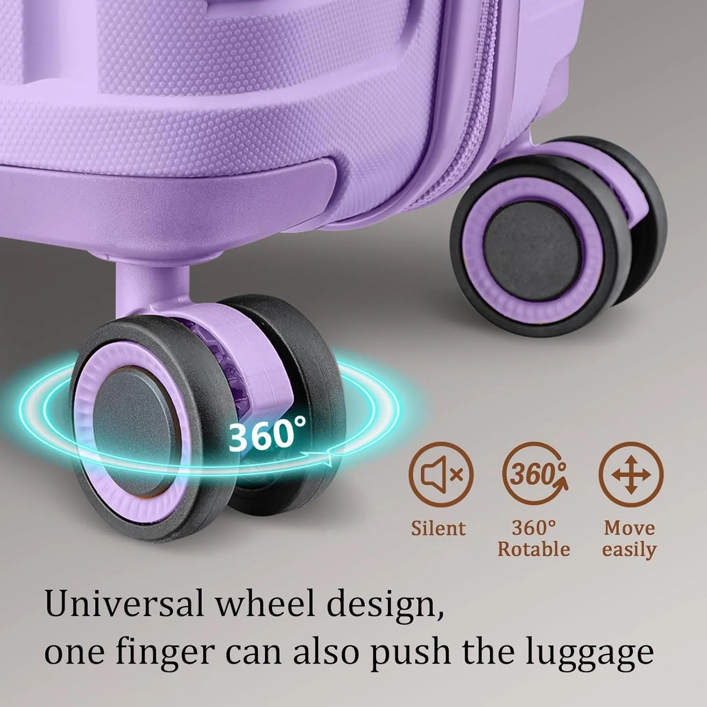 5-piece PP hardshell lightweight travel carry-on luggage set with dual spinner wheels and TSA lock