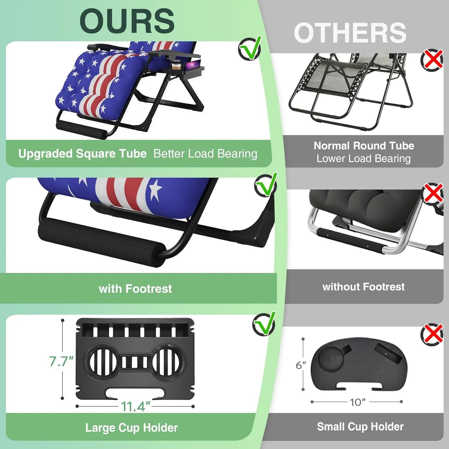 Indoor and outdoor patio chair folding lounge chair zero gravity chair with removable cushion camping lounge chair