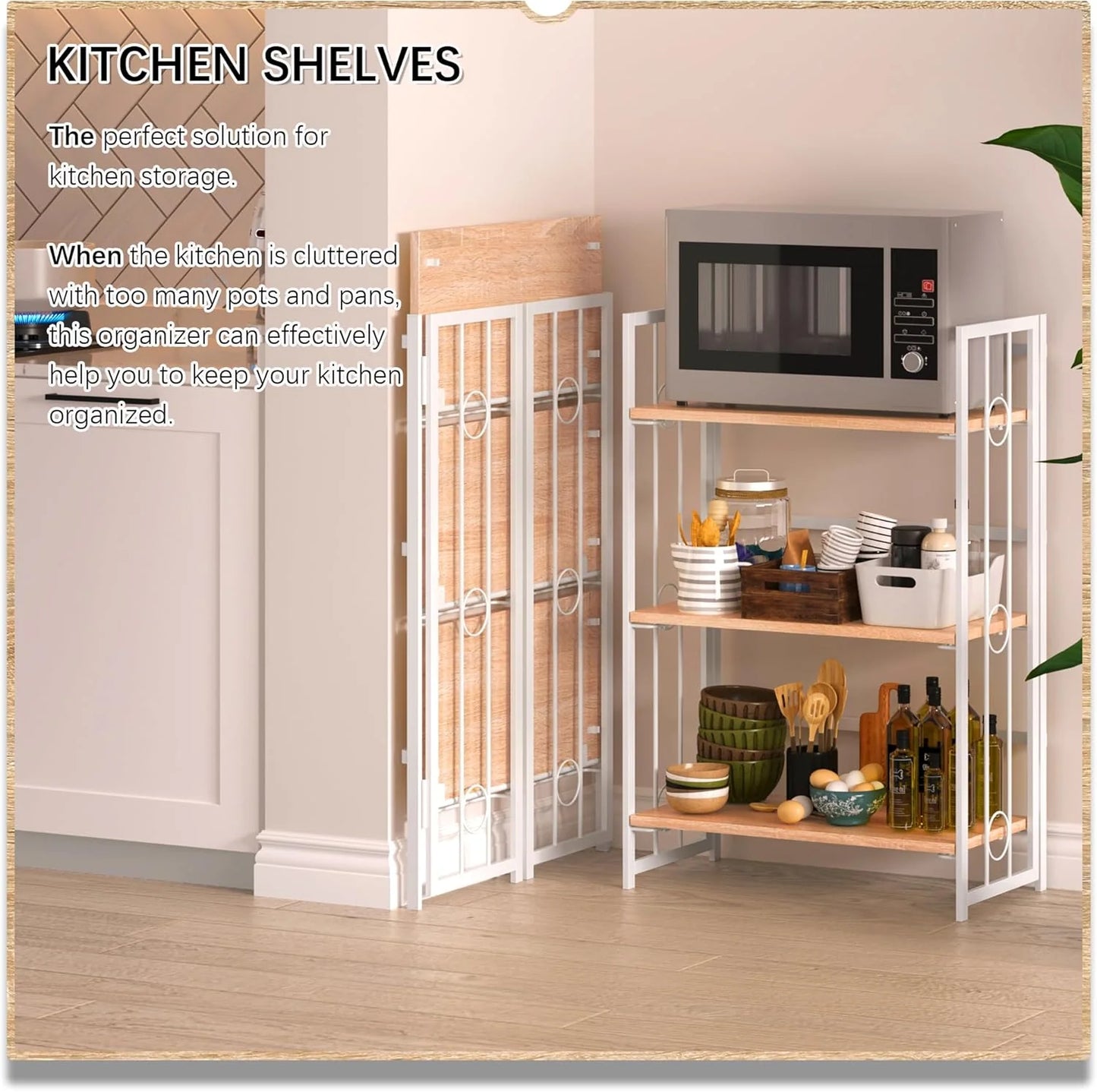 5 Tiers No Assembly Book Shelves 51.2" H Folding Bookshelf Bookcase