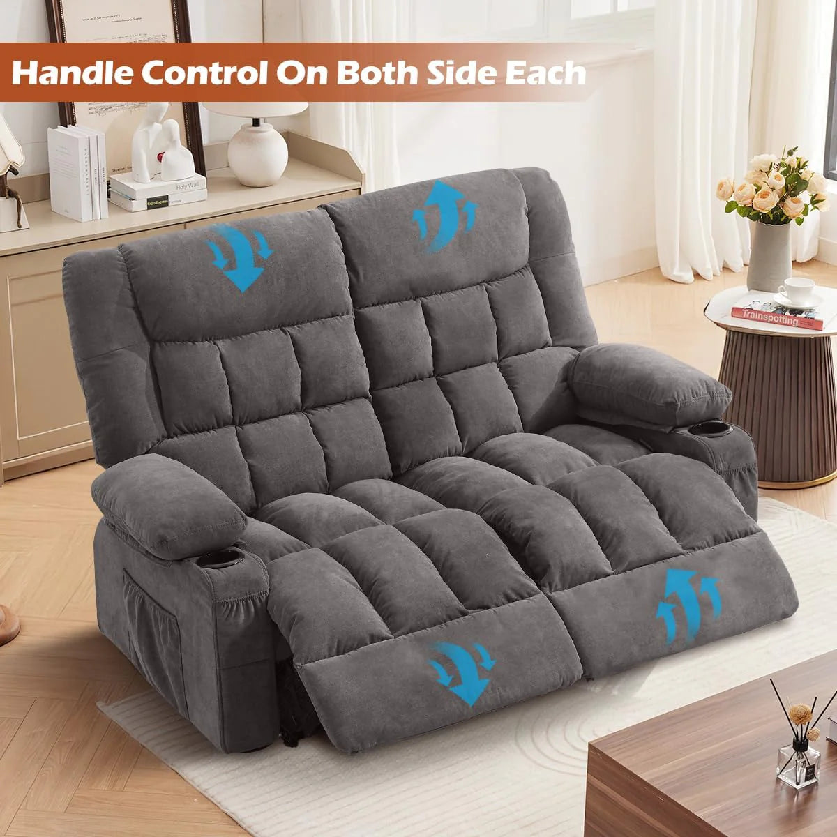 Recliner Loveseat with Cup Holders for Living Room