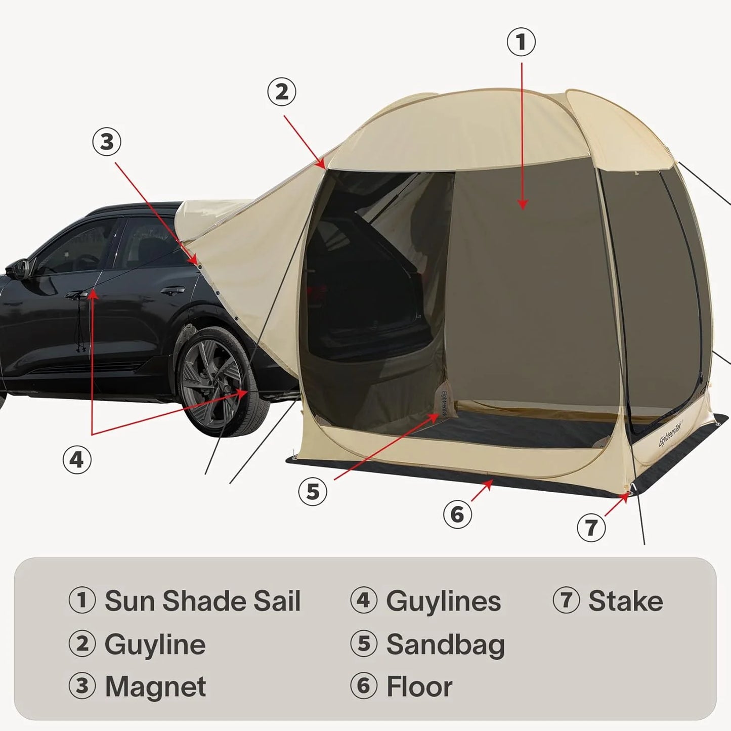 EighteenTek Tents Trunk tent suv car tent pop up automatically
