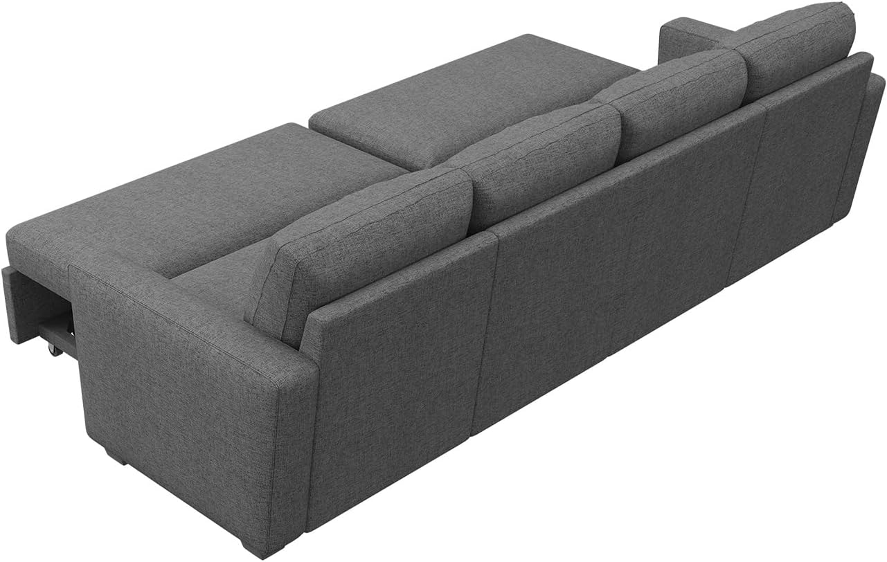 HONBAY Modular Sectional Sleeper Sofa with Pull Out Bed, L Shaped Couch with Storage Seat, Convertible Sectional Couches for Living Room