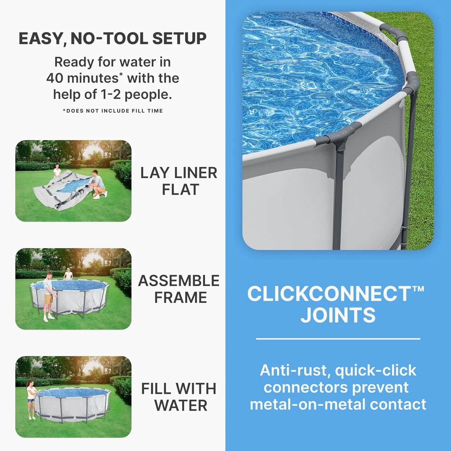 Steel Pro MAX 14 Foot x 48 Inch Round Metal Frame Above Ground Outdoor Swimming Pool Set with 1,000 Filter Pump, Ladder, and Cover, Gray