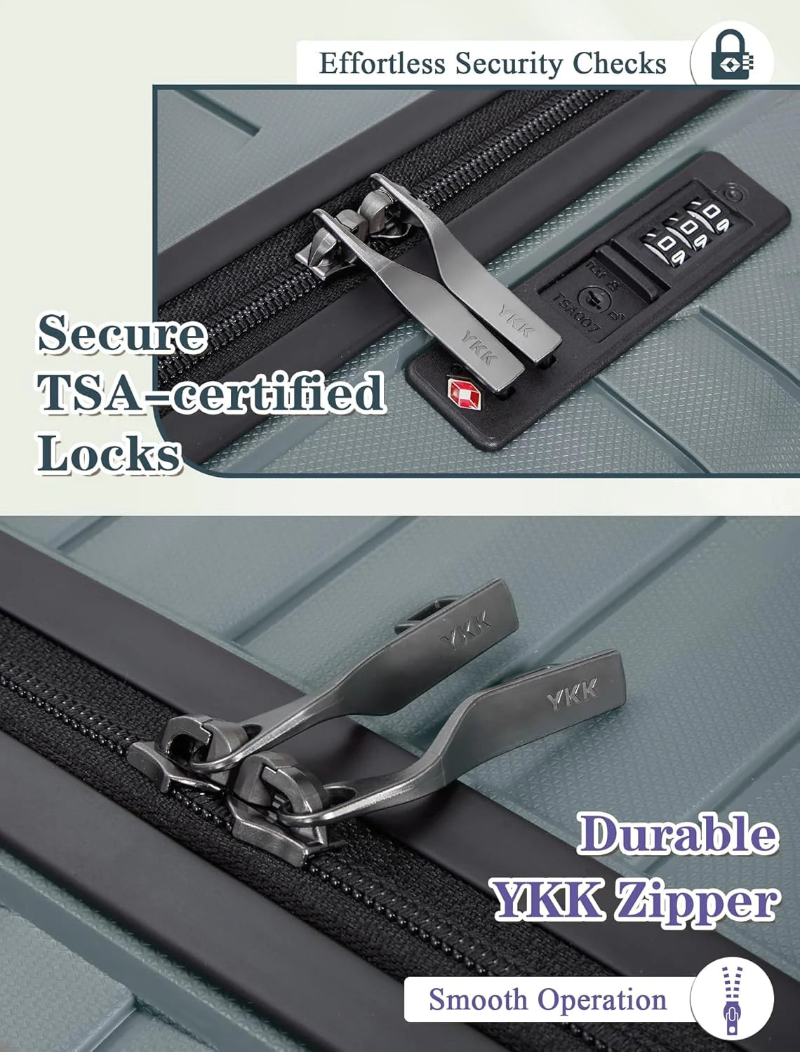 5-piece luggage set with wheels, ABS hardshell suitcase with spinner wheels