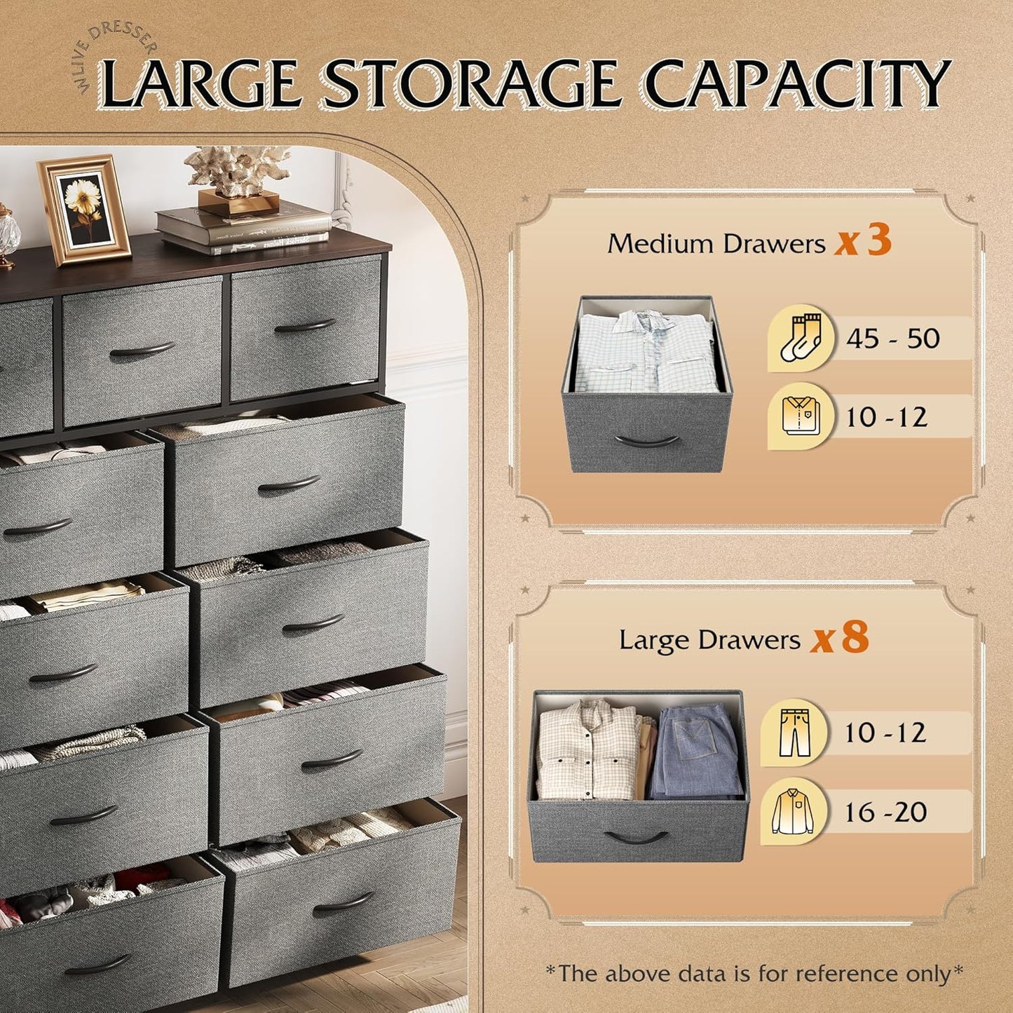 Storage Organizer Unit with 11 Fabric Bins, Storage Drawers Organizer with Steel Frame, Tall Storage Tower Organizaton
