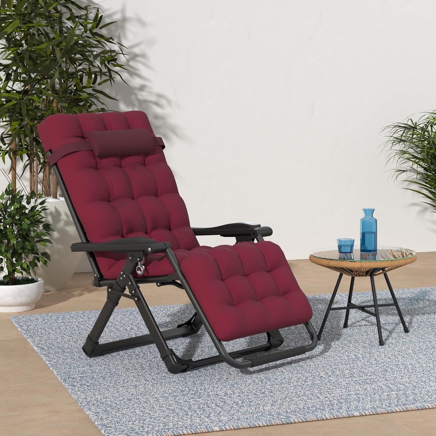 Indoor and outdoor patio chair folding lounge chair zero gravity chair with removable cushion camping lounge chair