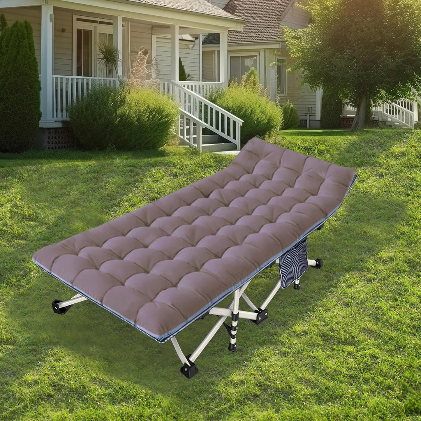 2-Pack Camping Cots with Mattress Comfortable Folding Bed Heavy Duty Baby Cot