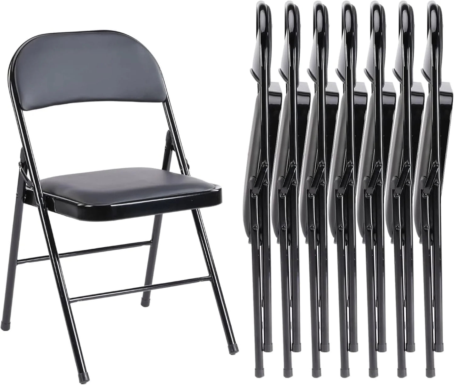 Sweetcrispy Folding Chair 12 Pack, Leather Padded Folding Chairs, Sturdy Metal Foldable Chairs