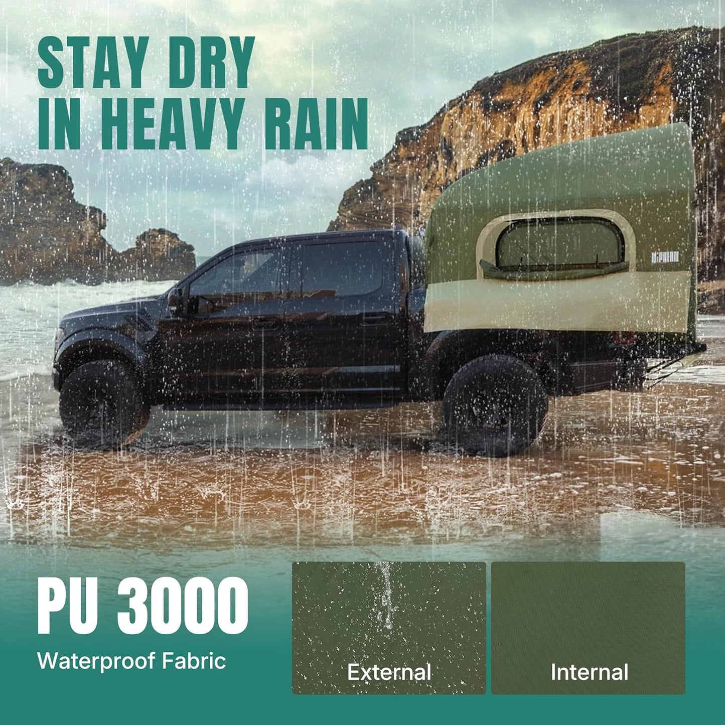 Truck Bed Tent 5.5ft-8ft, Suitable for 2+1 People/Family Inflatable Pickup Truck Tent