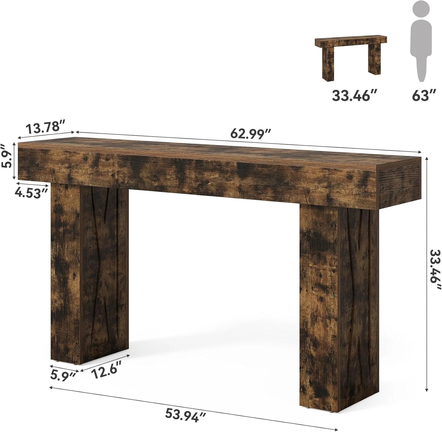 63-Inch Narrow Console Table Modern Sofa Table for Hallway