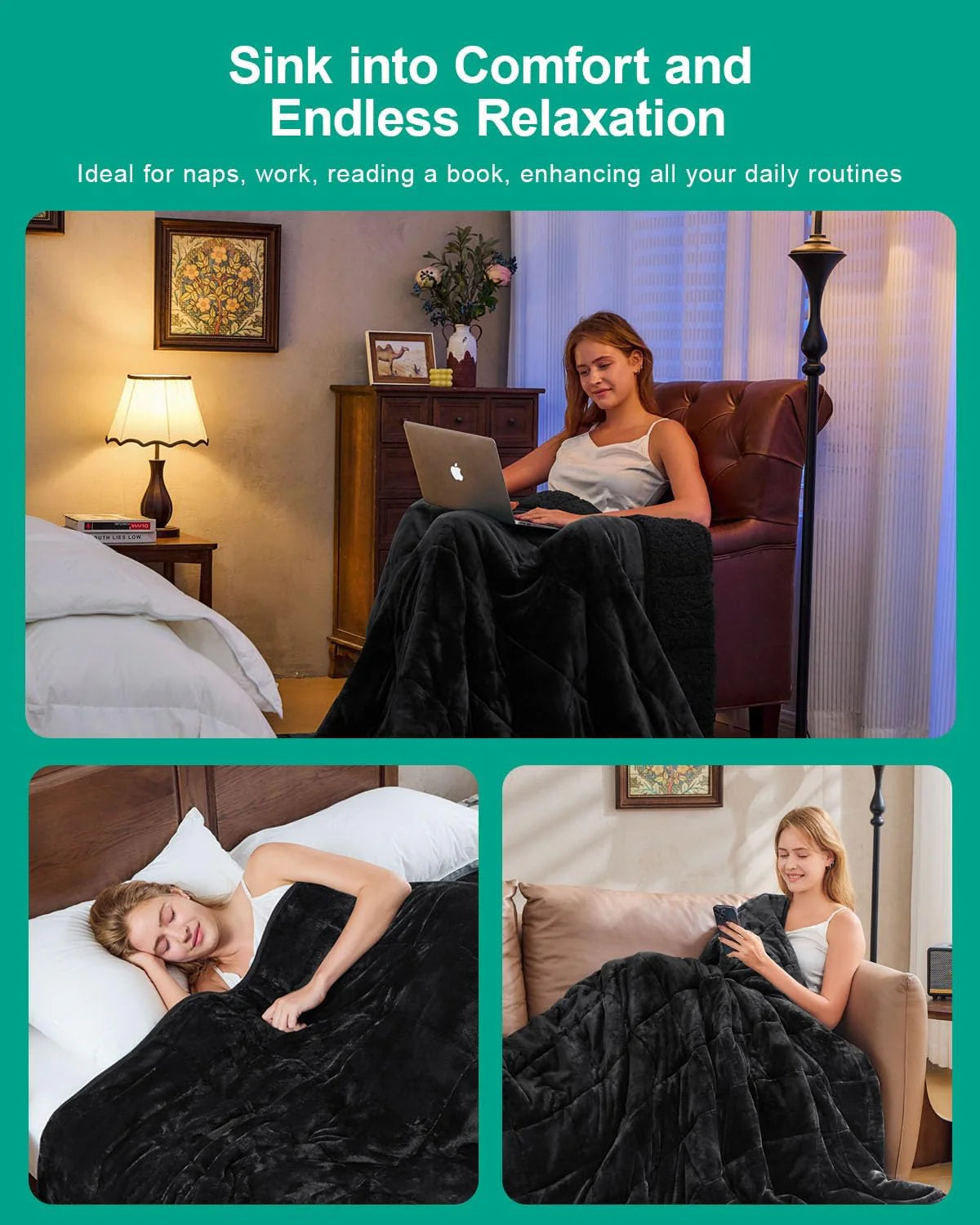 Sherpa Fleece Weighted Blanket 15 lbs 60"x 80"