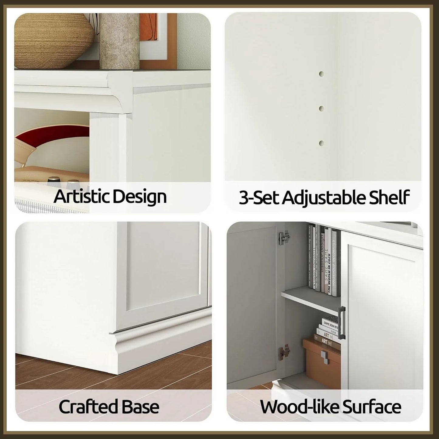 70-Inch Tall White Bookcase 5 Tiers Shelves Open Storage Bookshelf