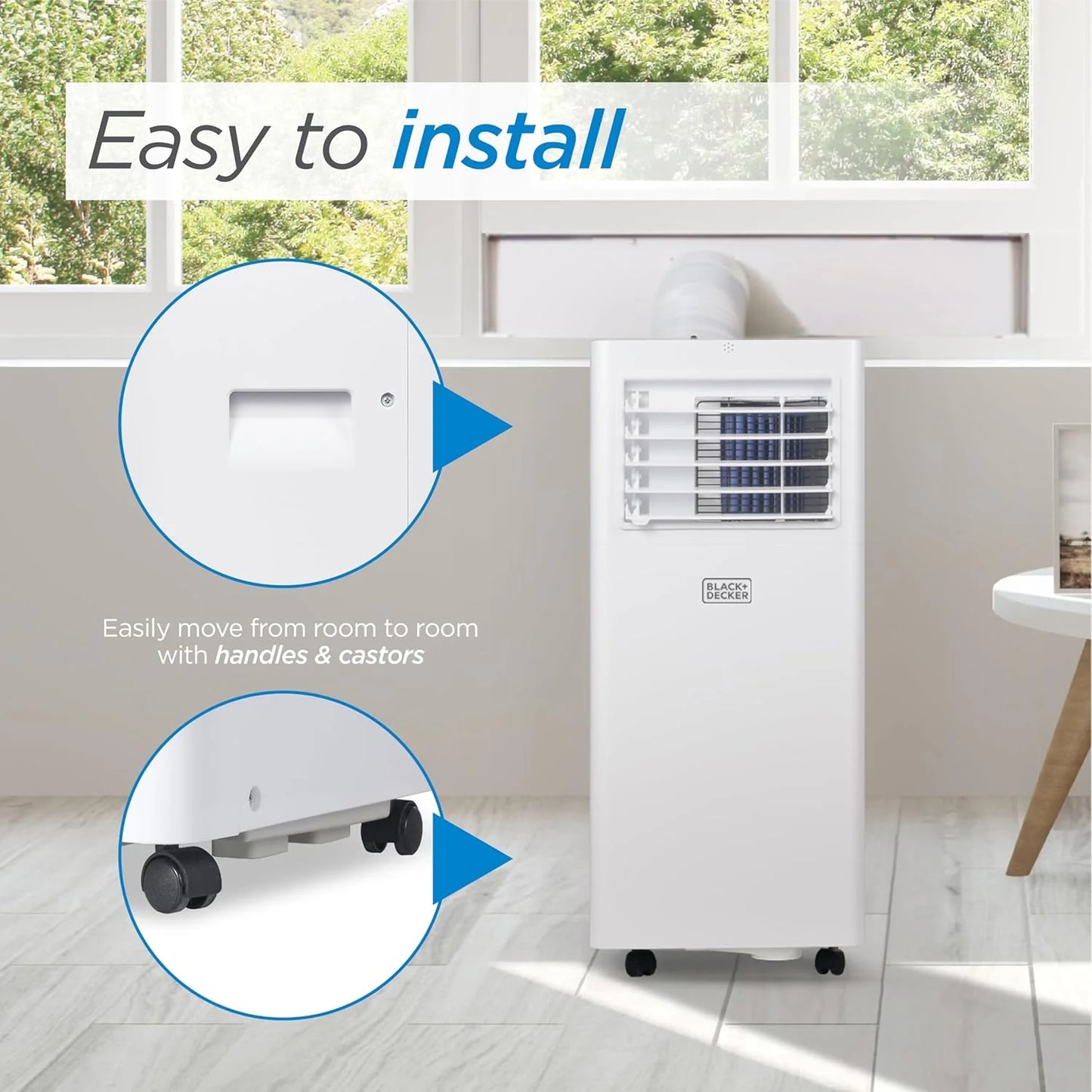 BLACK+DECKER 10,000 BTU Portable Air Conditioner for Rooms up to 450 Sq. with Remote Control, White