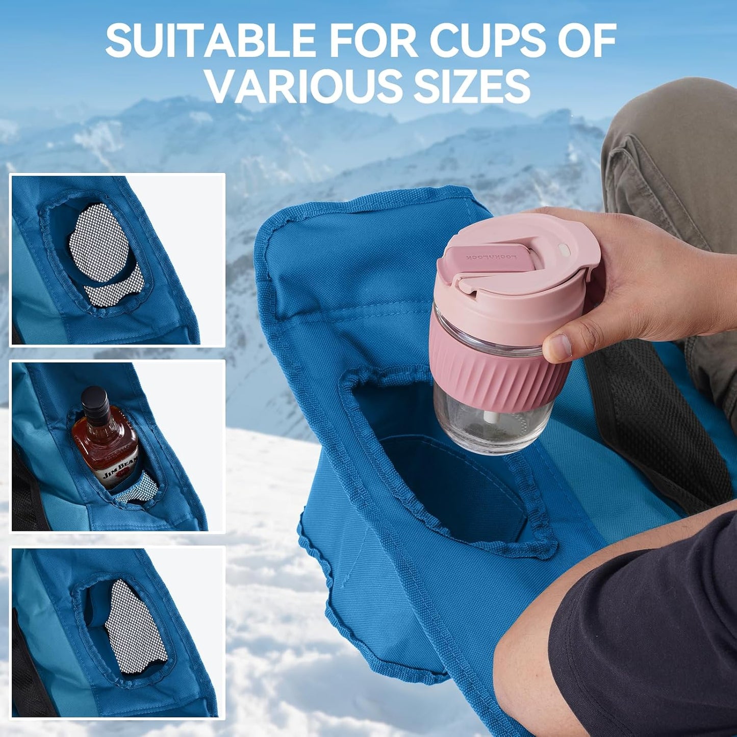 Camping Chair Upholstered Loveseat - Heavy Duty Extra Large Camping Sofa Portable Folding Sofa with Cup Holder and Carry Bag