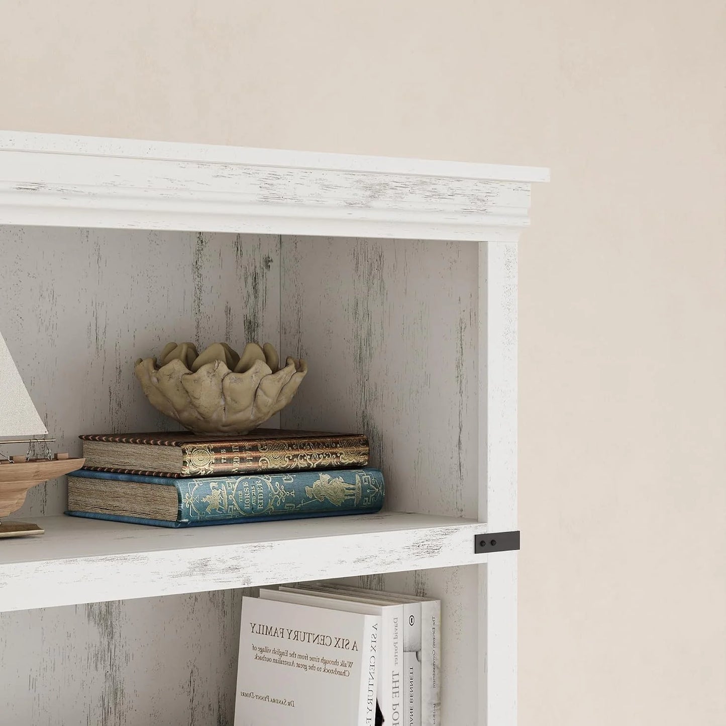 5 Tier Bookcase Farmhouse Book Shelf with Storage Open Display Bookshelves