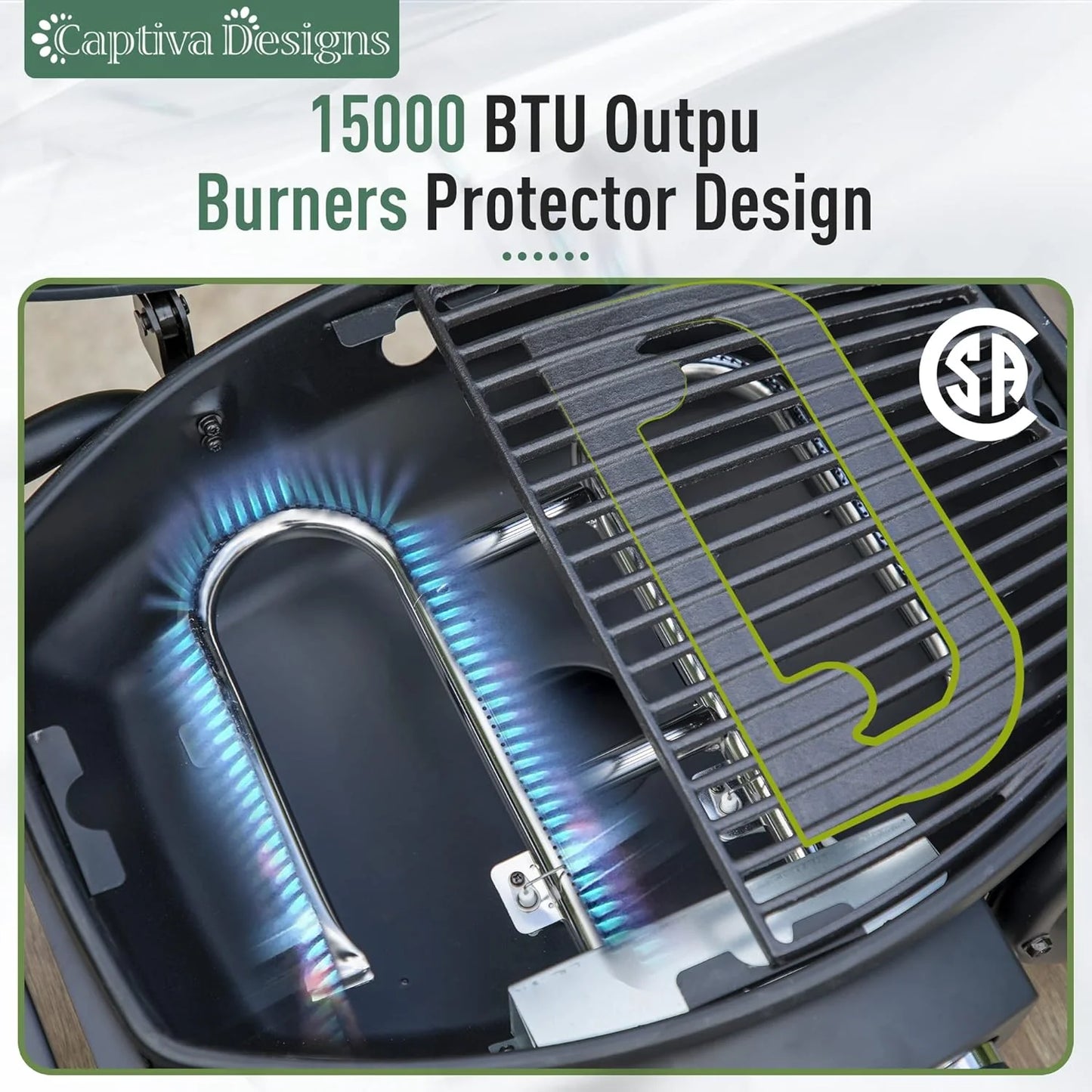 Captiva Designs 4-Burner Propane Gas BBQ Grill with Side Burner & Porcelain-Enameled Cast Iron Grates, 42,000 BTU Output Stainless Steel Grill for Outdoor Cooking Kitchen and Patio Backyard Barbecue