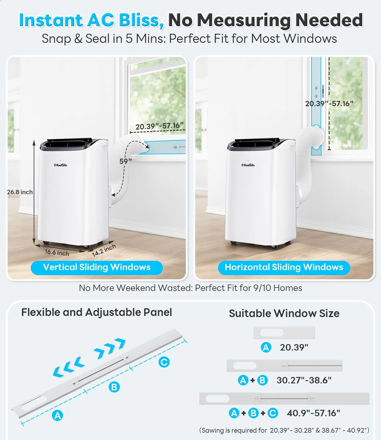 14,000 BTU Portable Air Conditioner Cools Up to 700 Sq.Ft, Auto-Evaporation Low Noise Portable AC Unit with Remote Control Fits for Large Room, Office, Garage,White