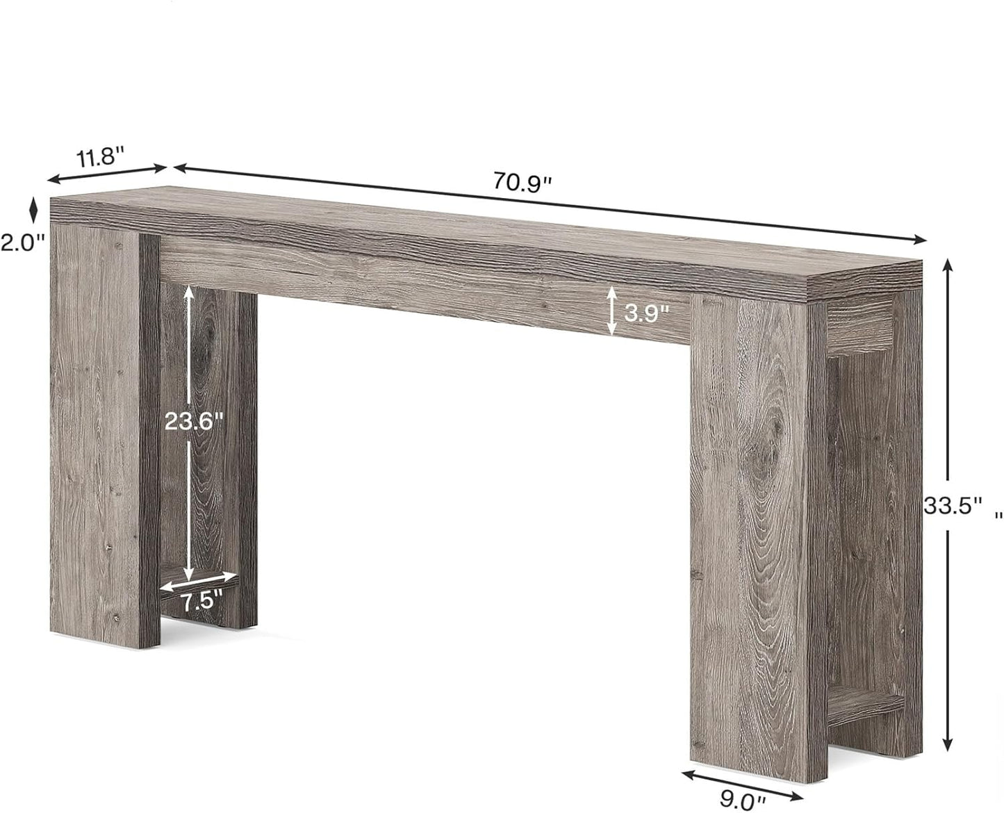 70.9-Inch Long Console Table Narrow Sofa Table Behind The Couch
