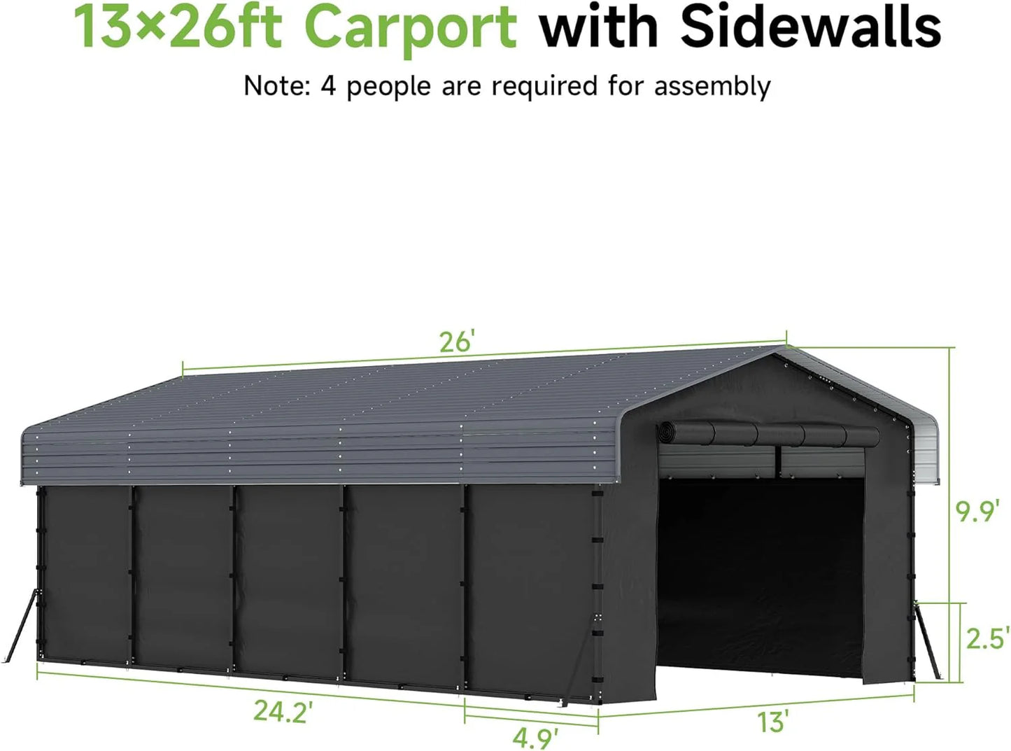10'x15' Heavy Duty Metal Carport, Outdoor Garage Car Shelter Shade with Heavier Frame