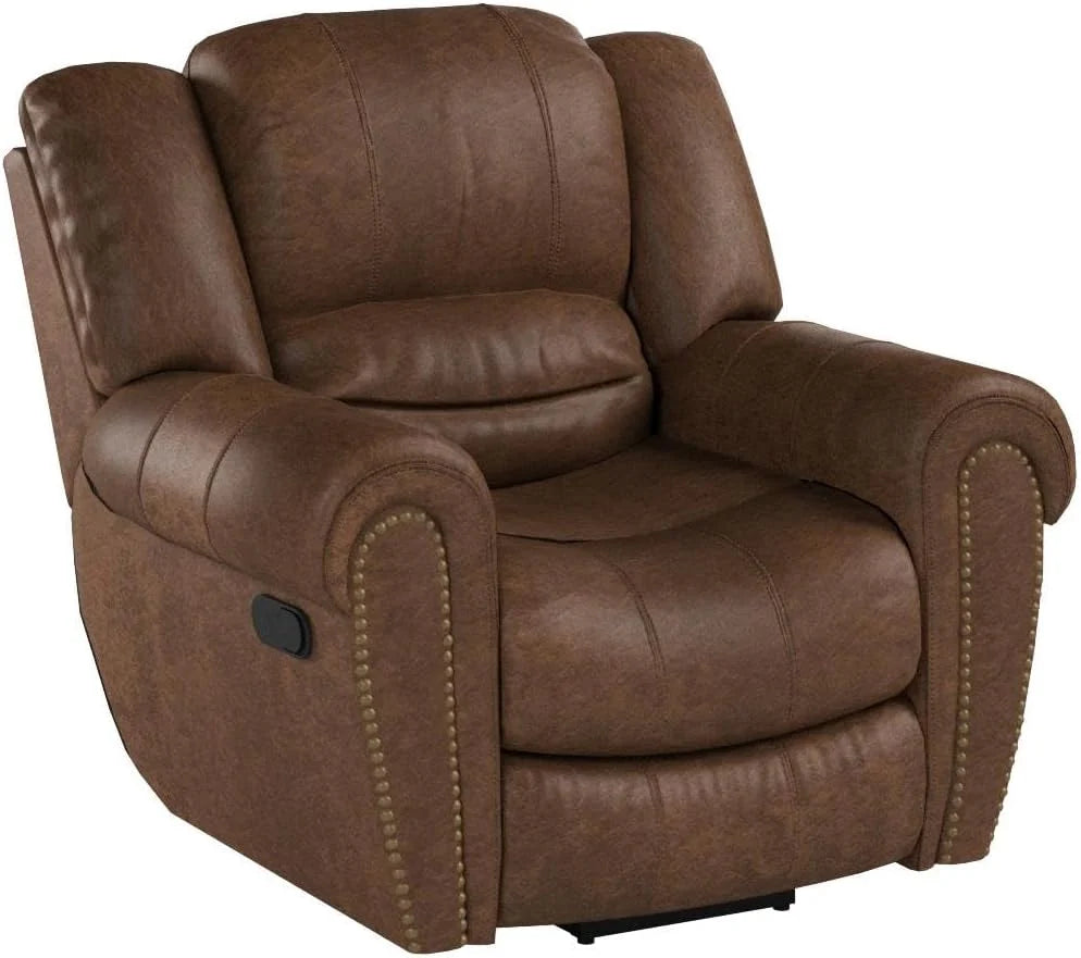 Leather recliner, classic traditional manual recliner, single sofa for living room