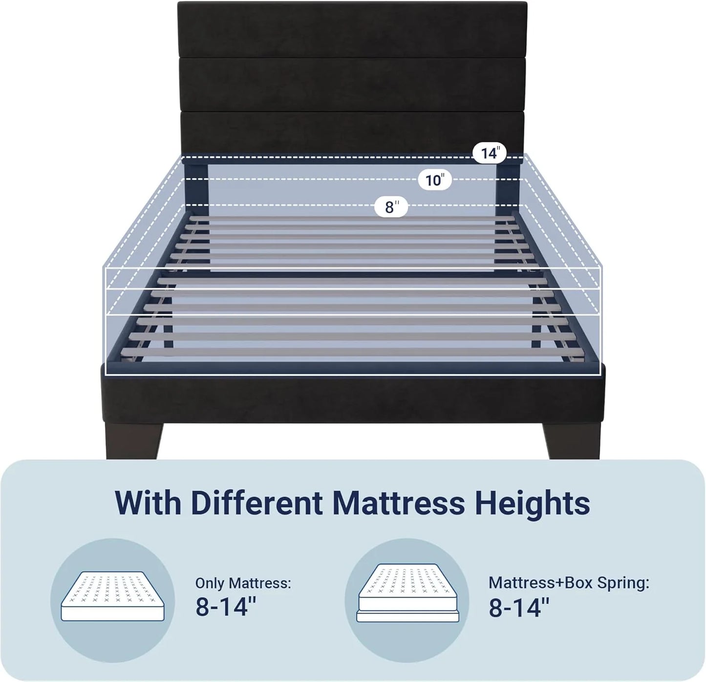 Allewie Queen Size Platform Bed Frame with Fabric Upholstered Headboard and Wooden Slats Support, Fully Upholstered Mattress Foundation/No Box Spring Needed