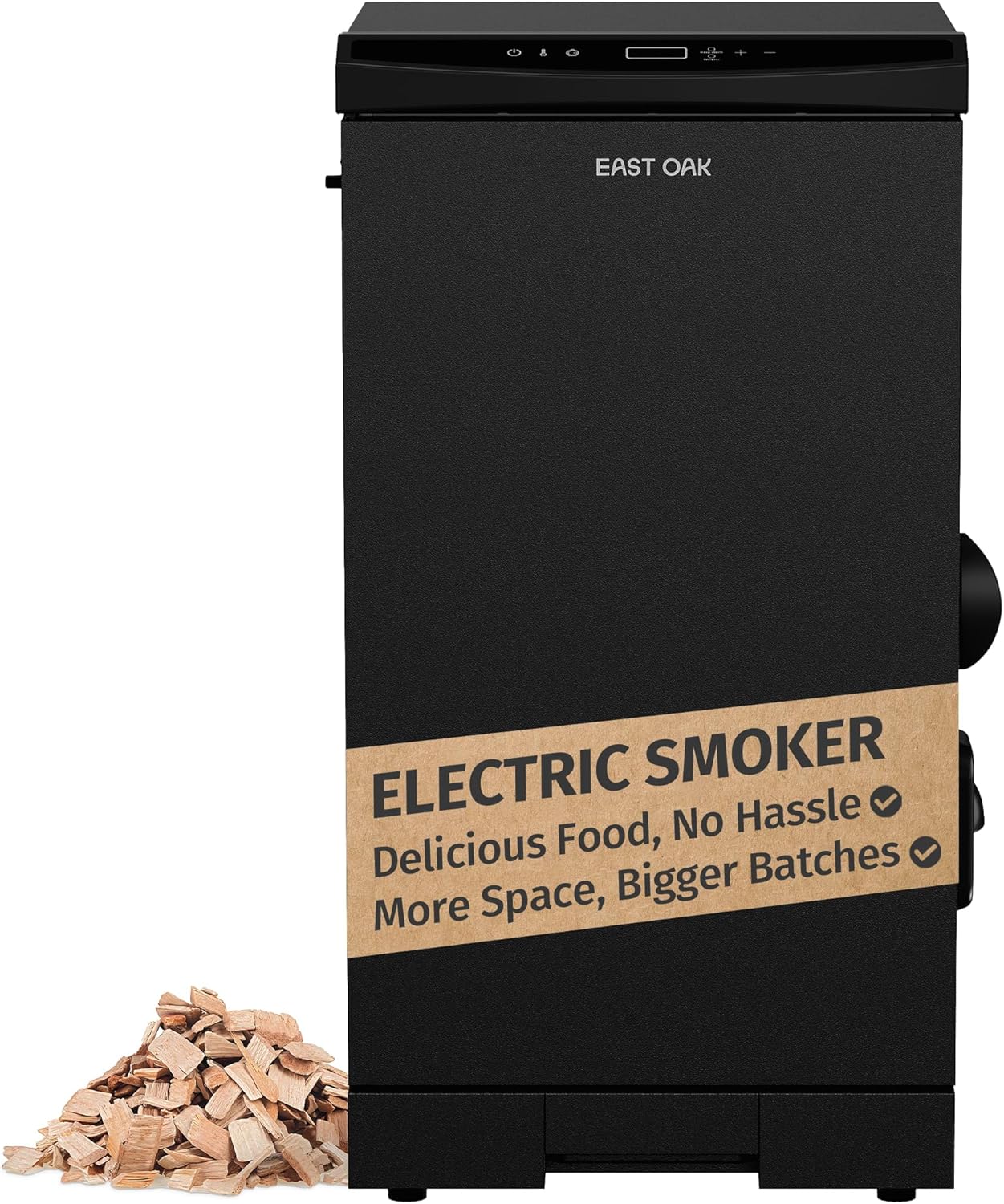 EAST OAK 30" Outdoor Electric Smoker | Built-in meat probe, smokes up to 6 times longer in a single load, side loader for uninterrupted smoking