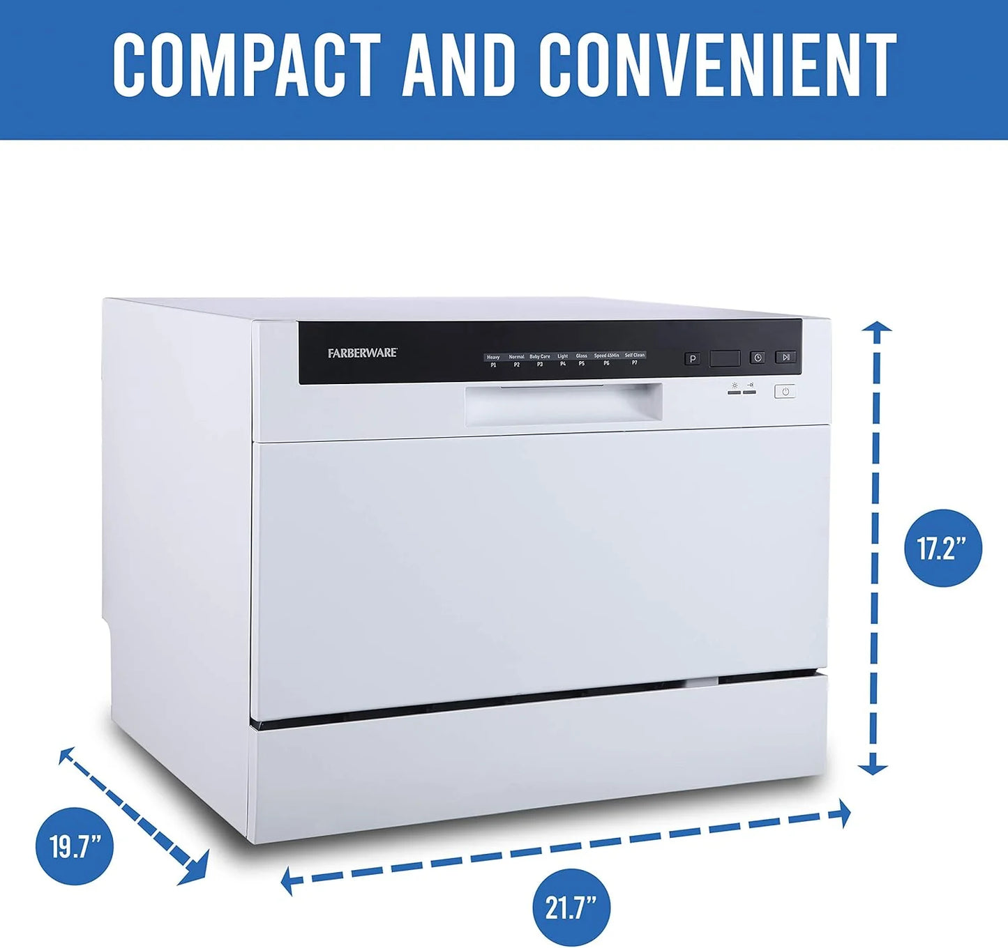 Farberware Compact 6-Station Dishwasher - Portable Mini Countertop Dishwasher