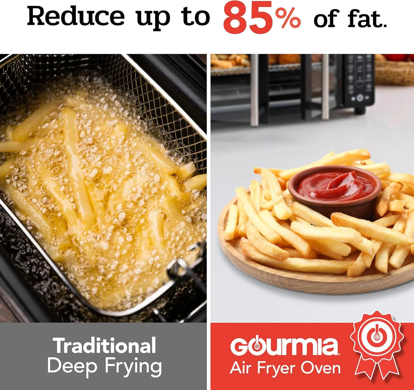 Gourmia Oven Air Fryer Combo with 17 Cooking Presets, 24L Capacity, Convection Rack, Baking Tray, Recipe Book GTF7460